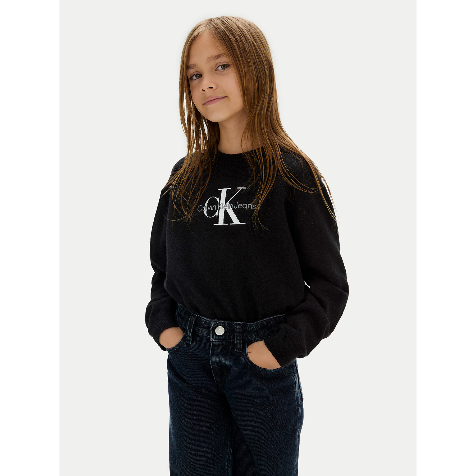 Calvin Klein Jeans Sweter Monologo IG0IG02830 M Czarny Regular Fit