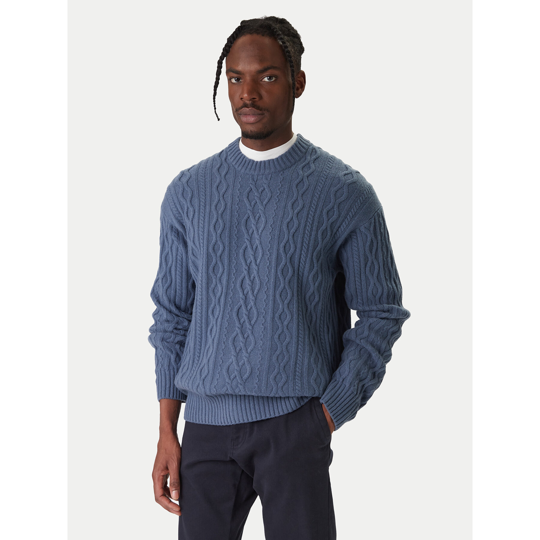 BOSS Sweter Kableto 50548689 Granatowy Regular Fit