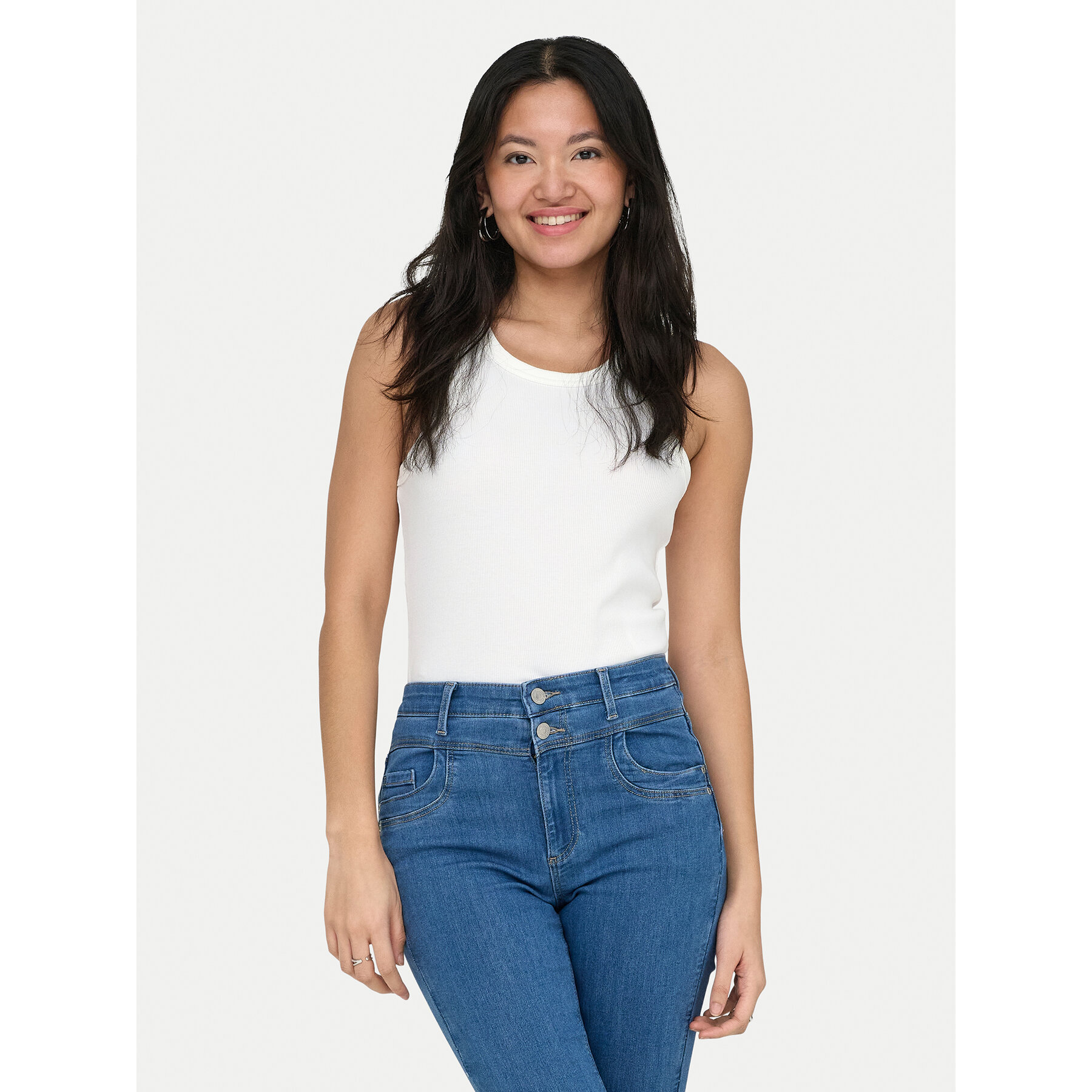 ONLY Top Val 2-Way 15371705 Biały Slim Fit
