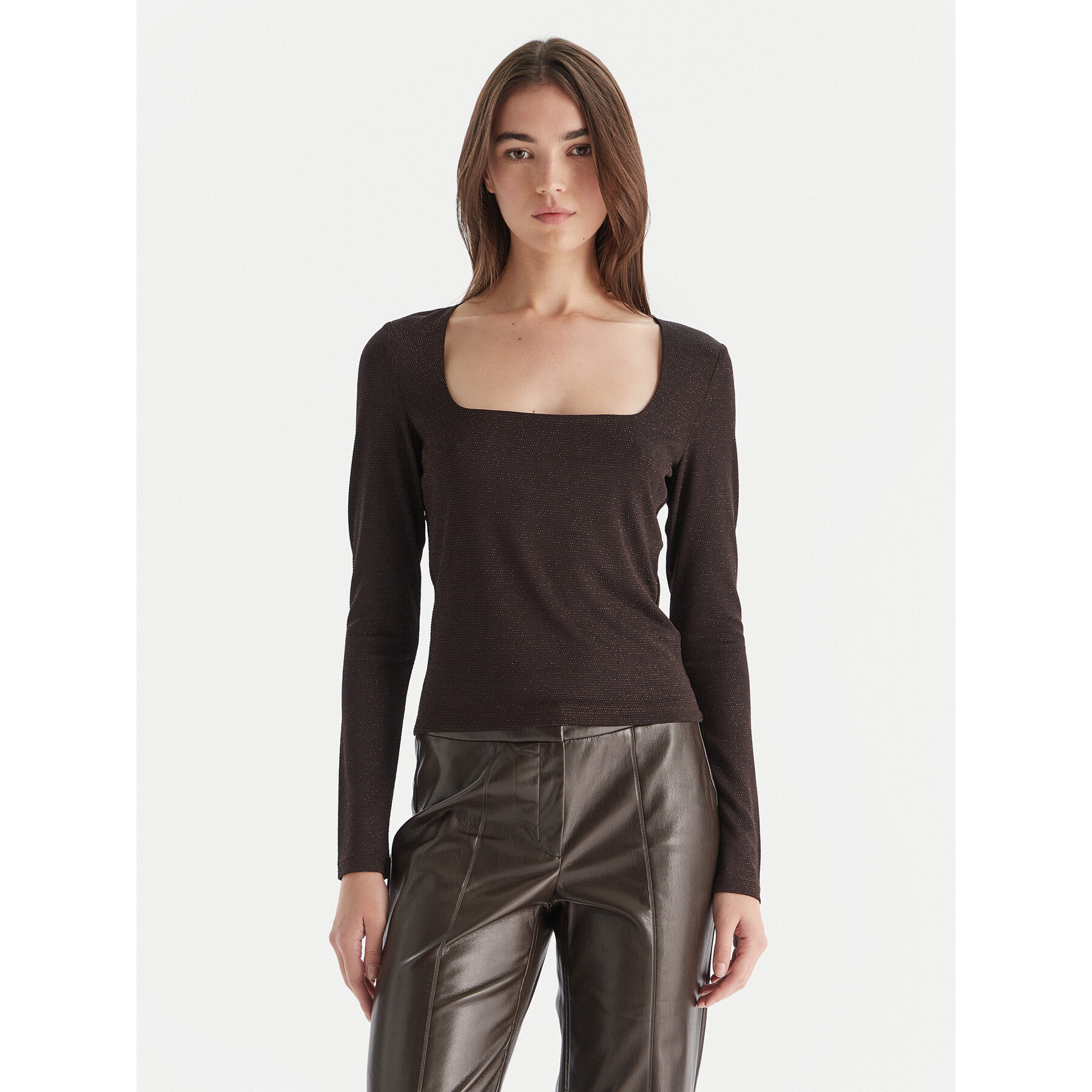 Vero Moda Bluzka Kanva 10336088 Brązowy Regular Fit