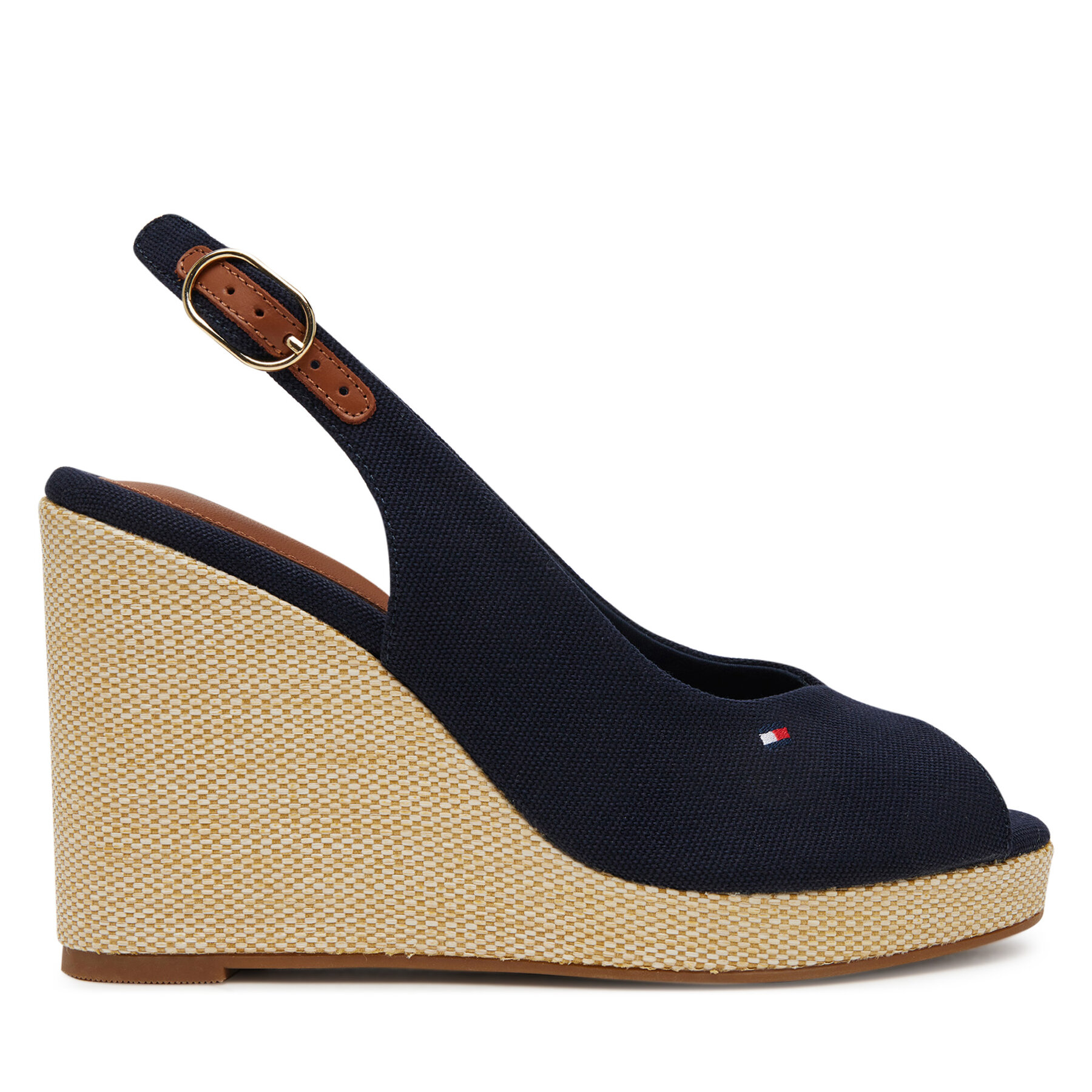 Tommy Hilfiger Espadryle Flag High Wedge Espad Slingback FW0FW08597 Granatowy