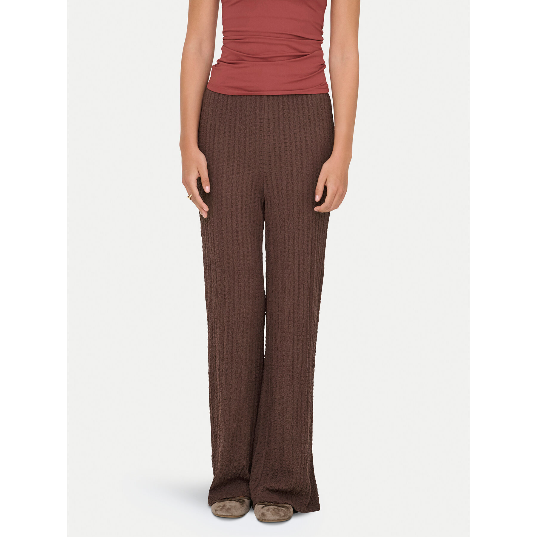 ONLY Spodnie materiałowe Ella 15368471 Brązowy Wide Leg