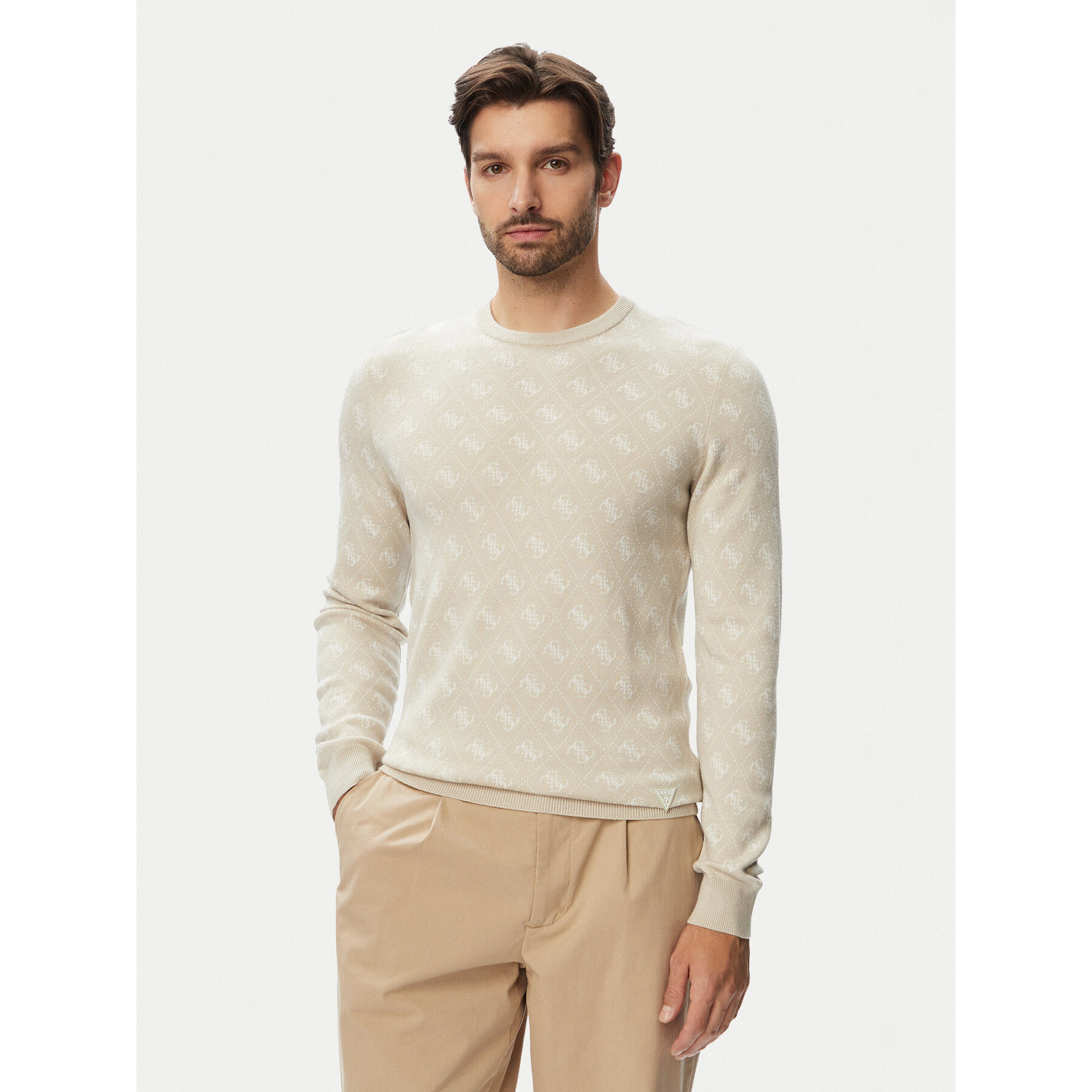 Guess Sweter M6YR11 Z0916 Beżowy jasny Regular Fit