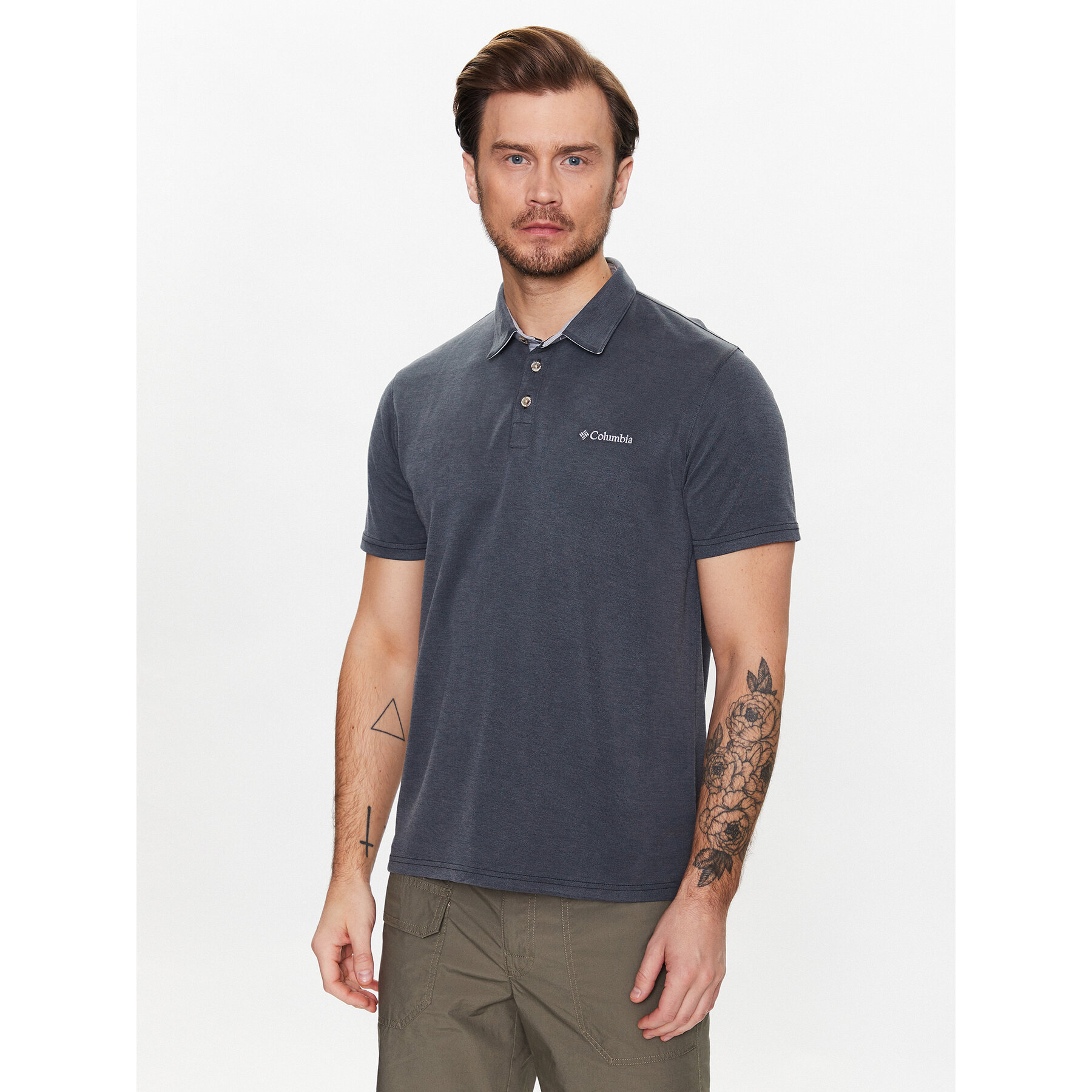 Columbia Polo Nelson Point 1772721 Szary Regular Fit
