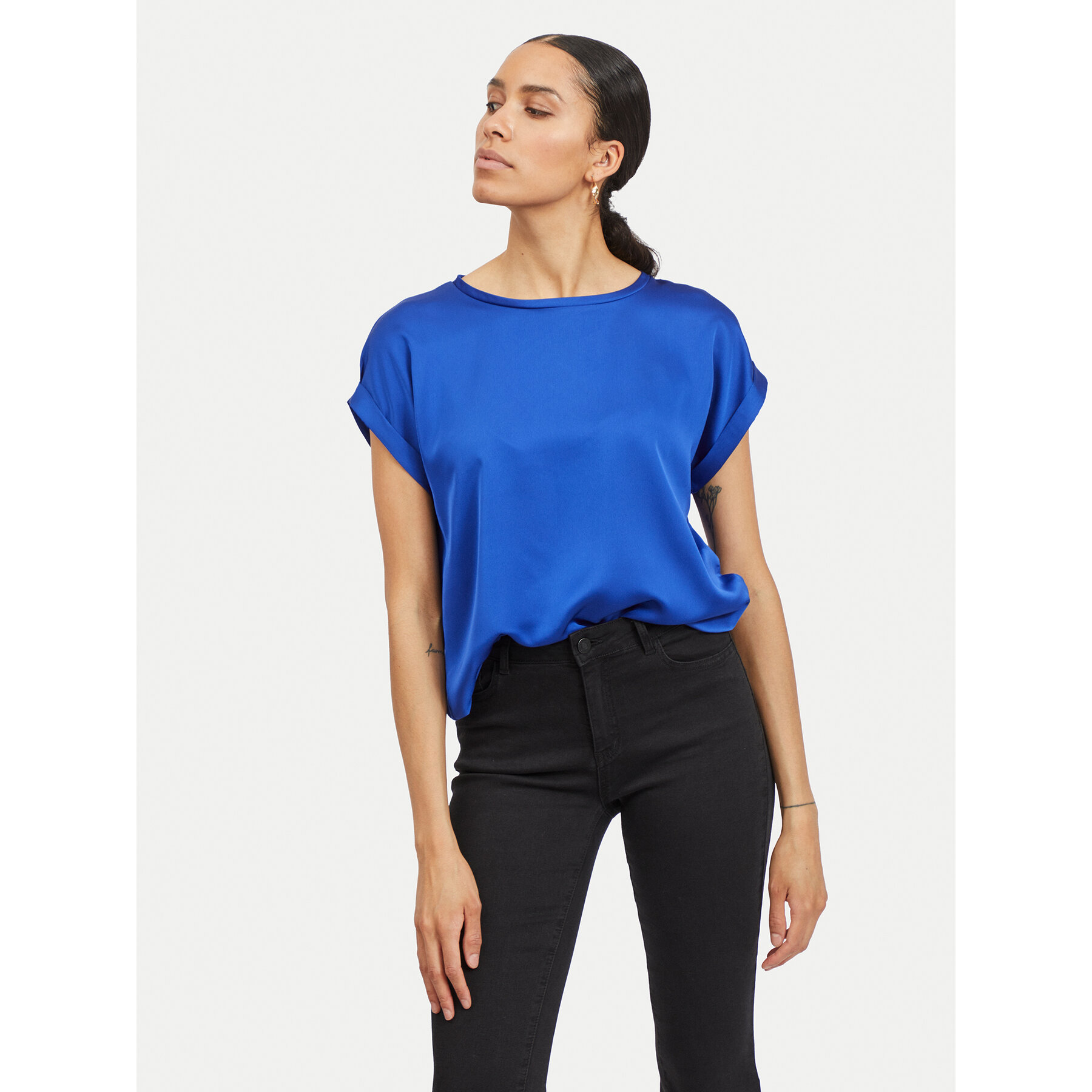 Vila T-Shirt Ellette 14059563 Niebieski Regular Fit