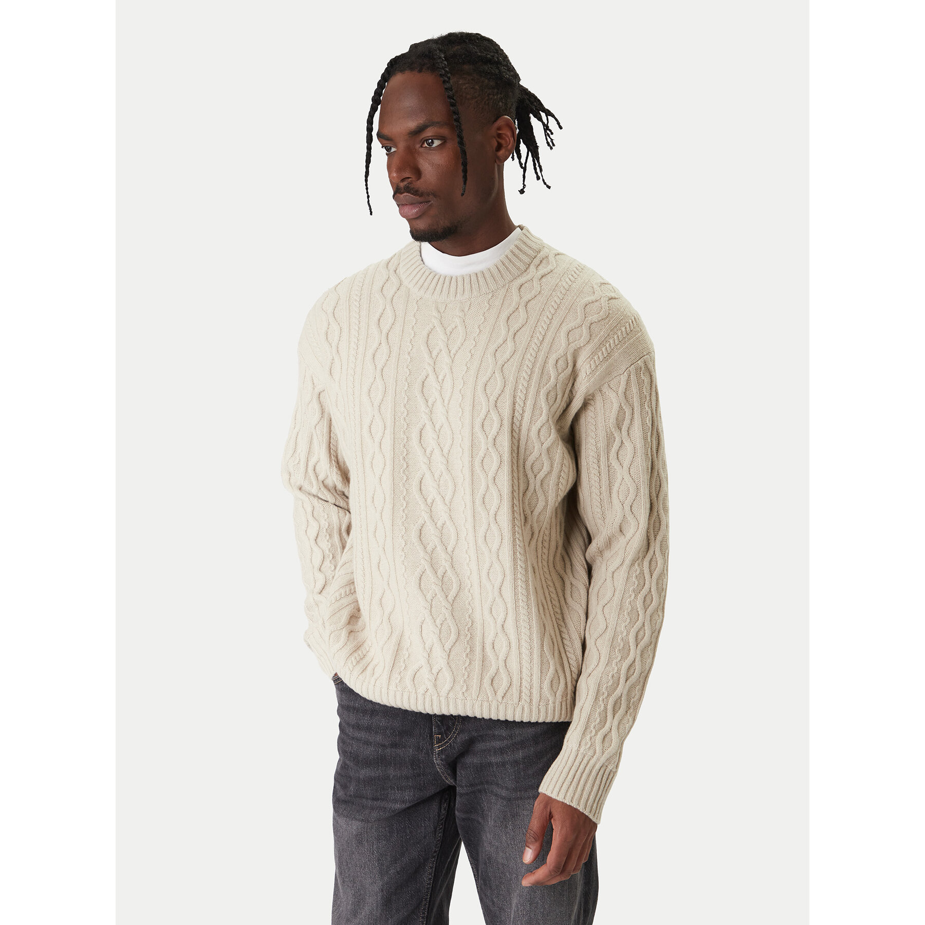 BOSS Sweter Kableto 50548689 Beżowy Regular Fit