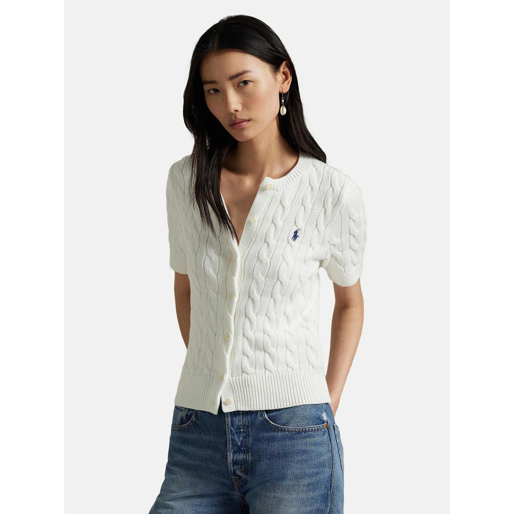 Polo Ralph Lauren Kardigan 211966720001 Biały Slim Fit