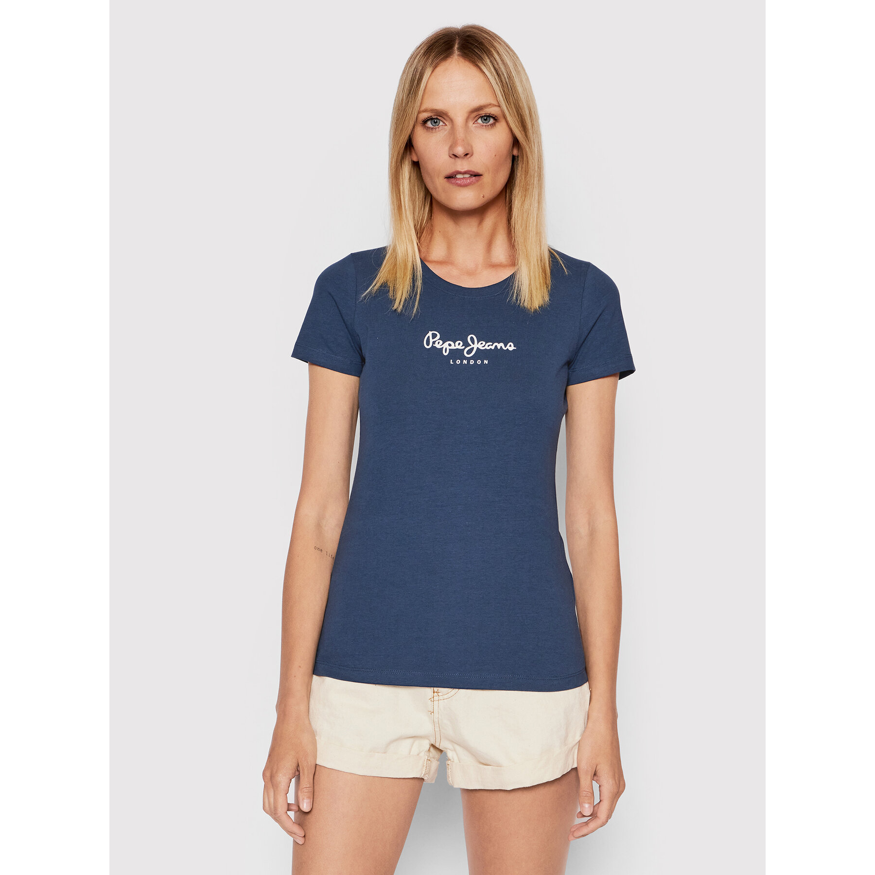 Pepe Jeans T-Shirt New Virgina PL505202 Granatowy Slim Fit