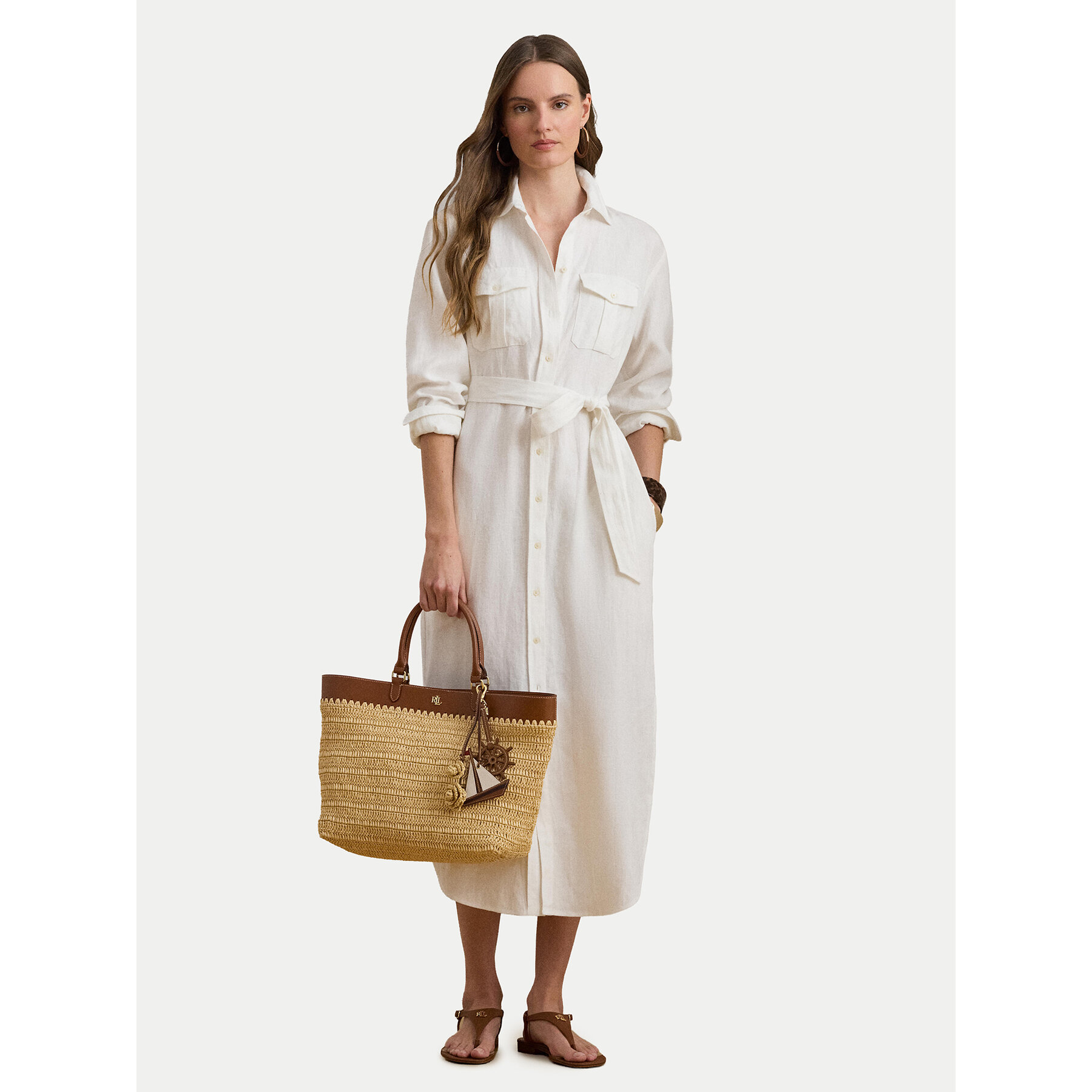 LAUREN RALPH LAUREN Sukienka koszulowa 200P13685001 Écru Regular Fit