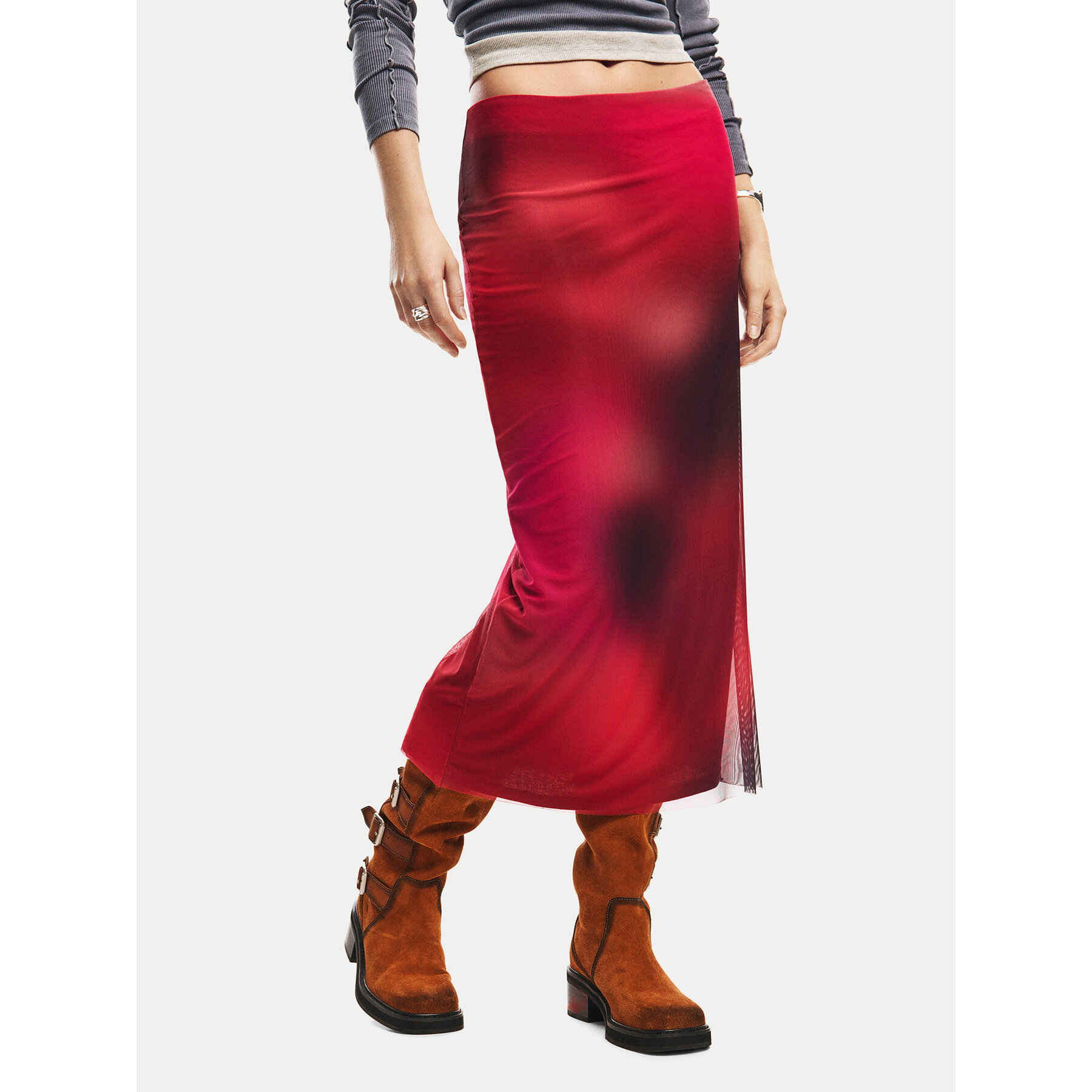 Desigual Spódnica ołówkowa Asmee 26SWFK02 Czerwony Slim Fit