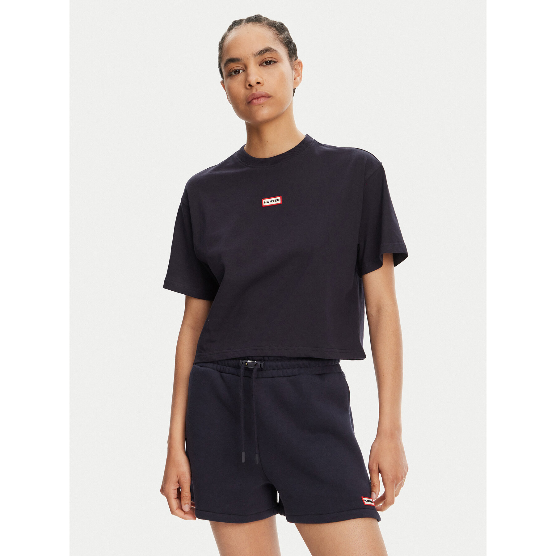 Hunter T-Shirt Leona HARW0070251 Granatowy Boxy Fit