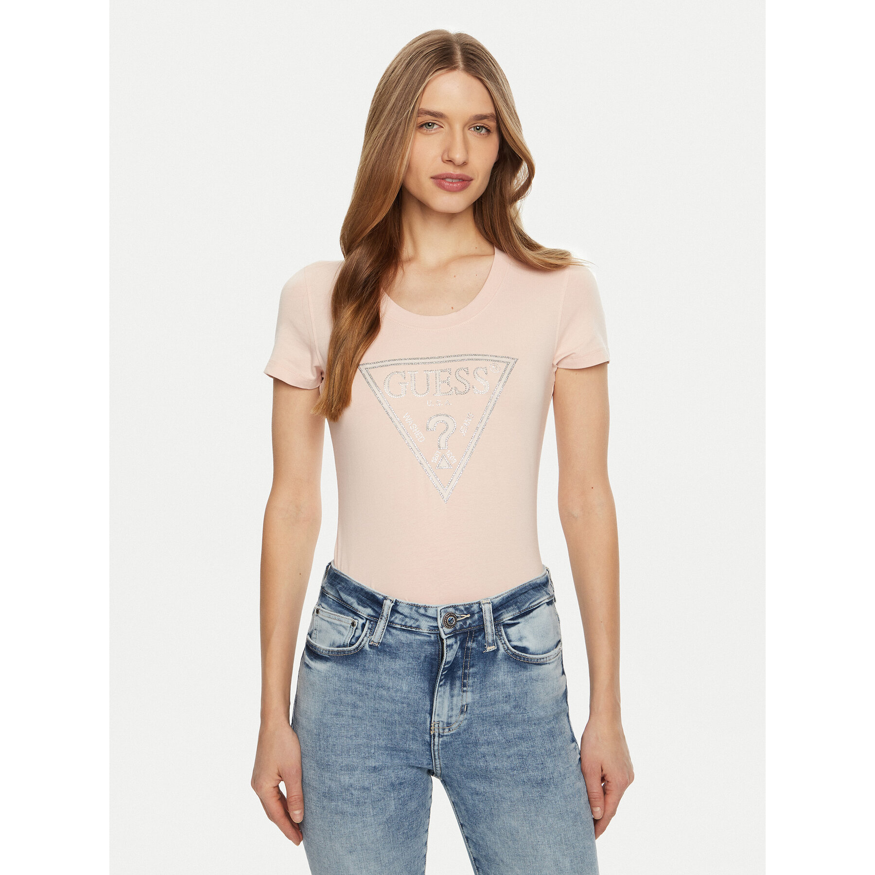 Guess T-Shirt W5RI11 J1314 Różowy Regular Fit