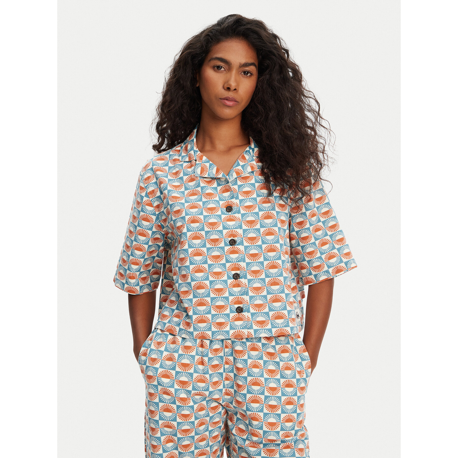 Quiksilver Koszula Dad Crop Fit EQWWT03144 Kolorowy Relaxed Fit