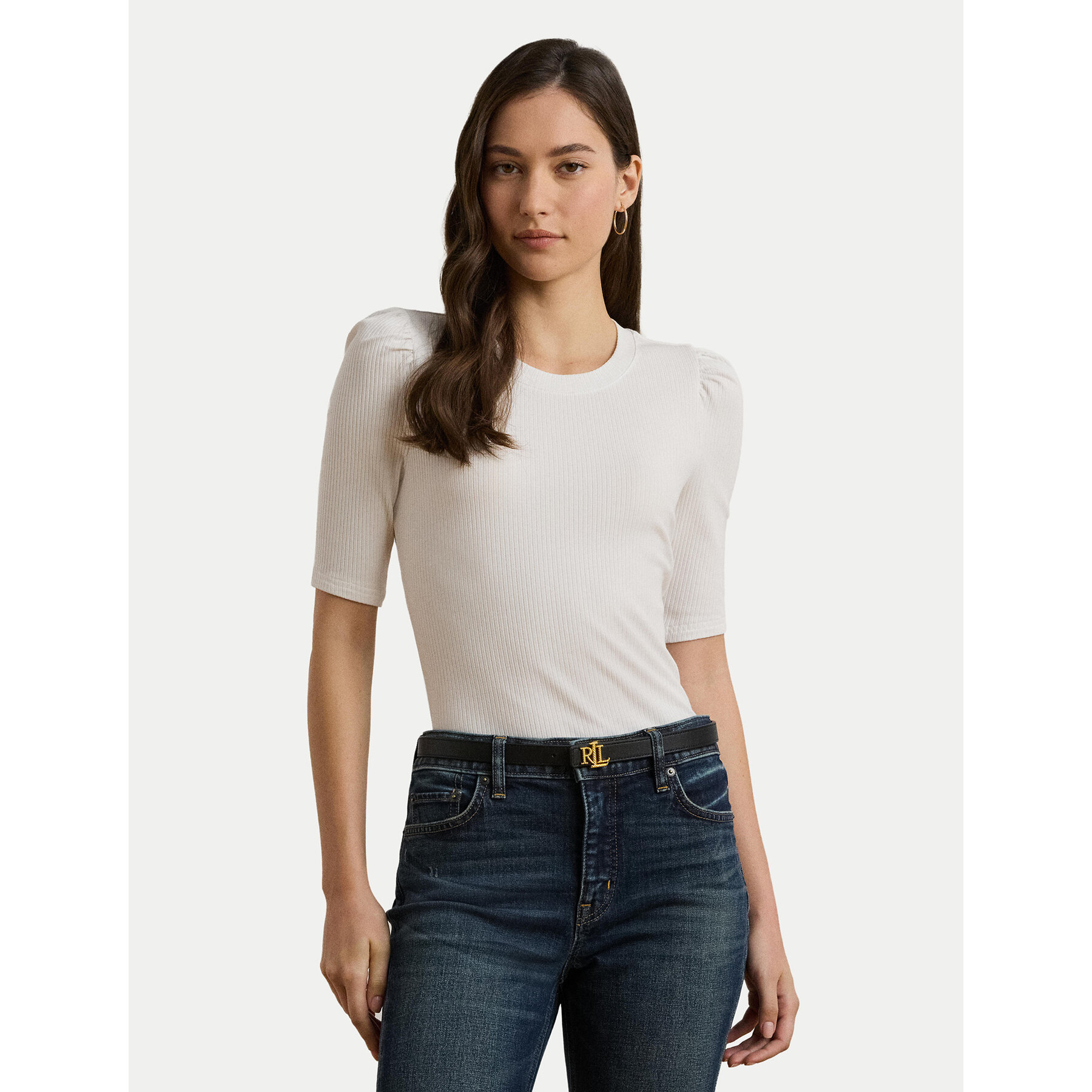 LAUREN RALPH LAUREN Bluzka 200902618006 Biały Slim Fit