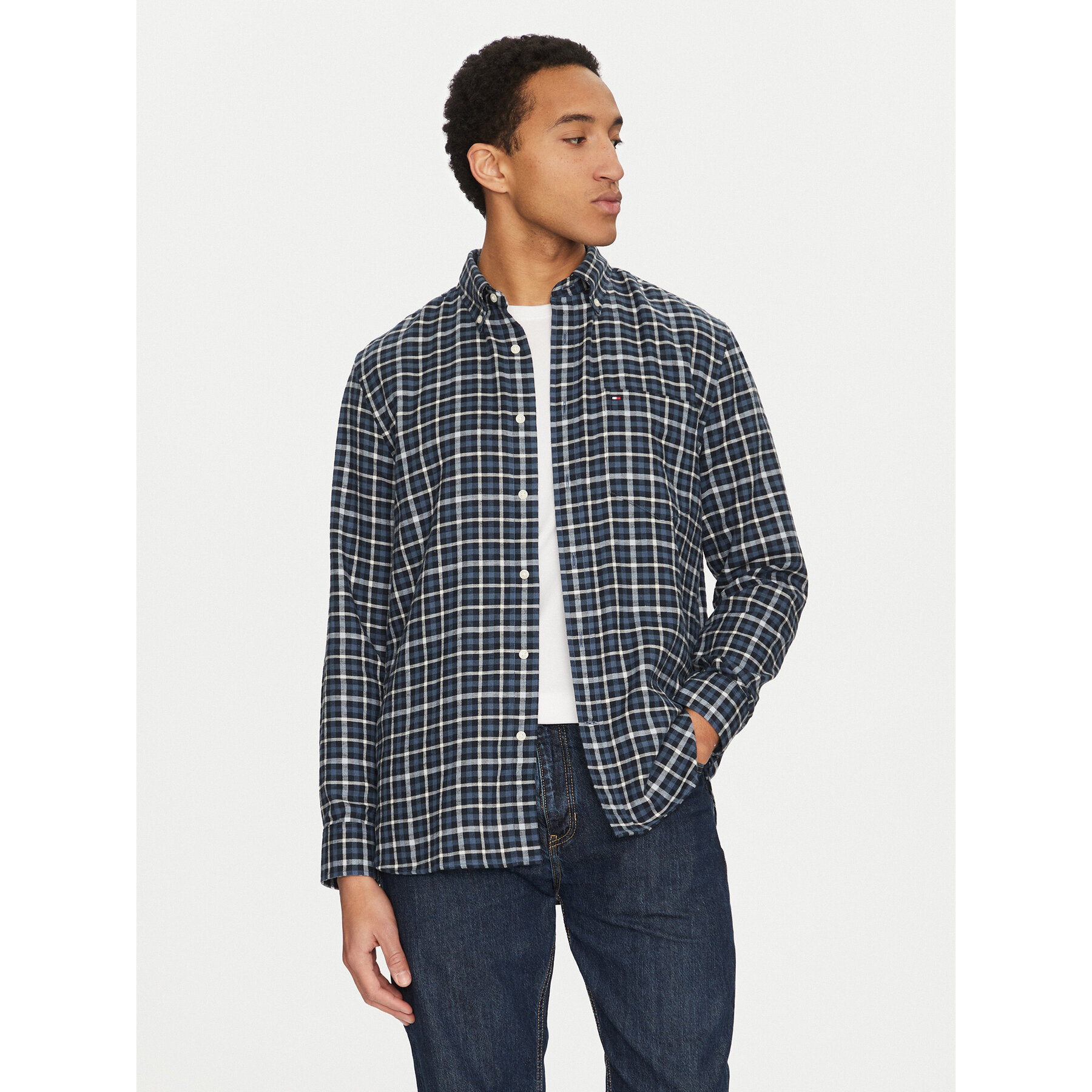 Tommy Hilfiger Koszula Gingham MW0MW37573 Granatowy Regular Fit
