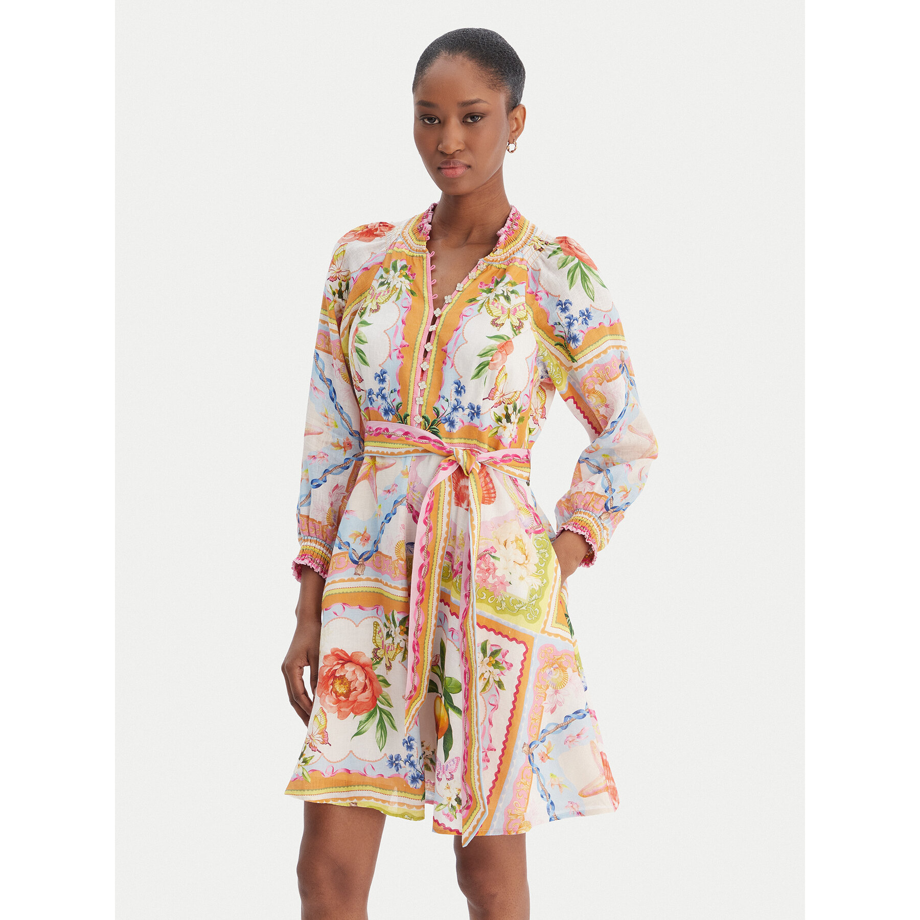 Hale Bob Sukienka letnia with linen Lakelynn 5YXP674A Kolorowy Regular Fit
