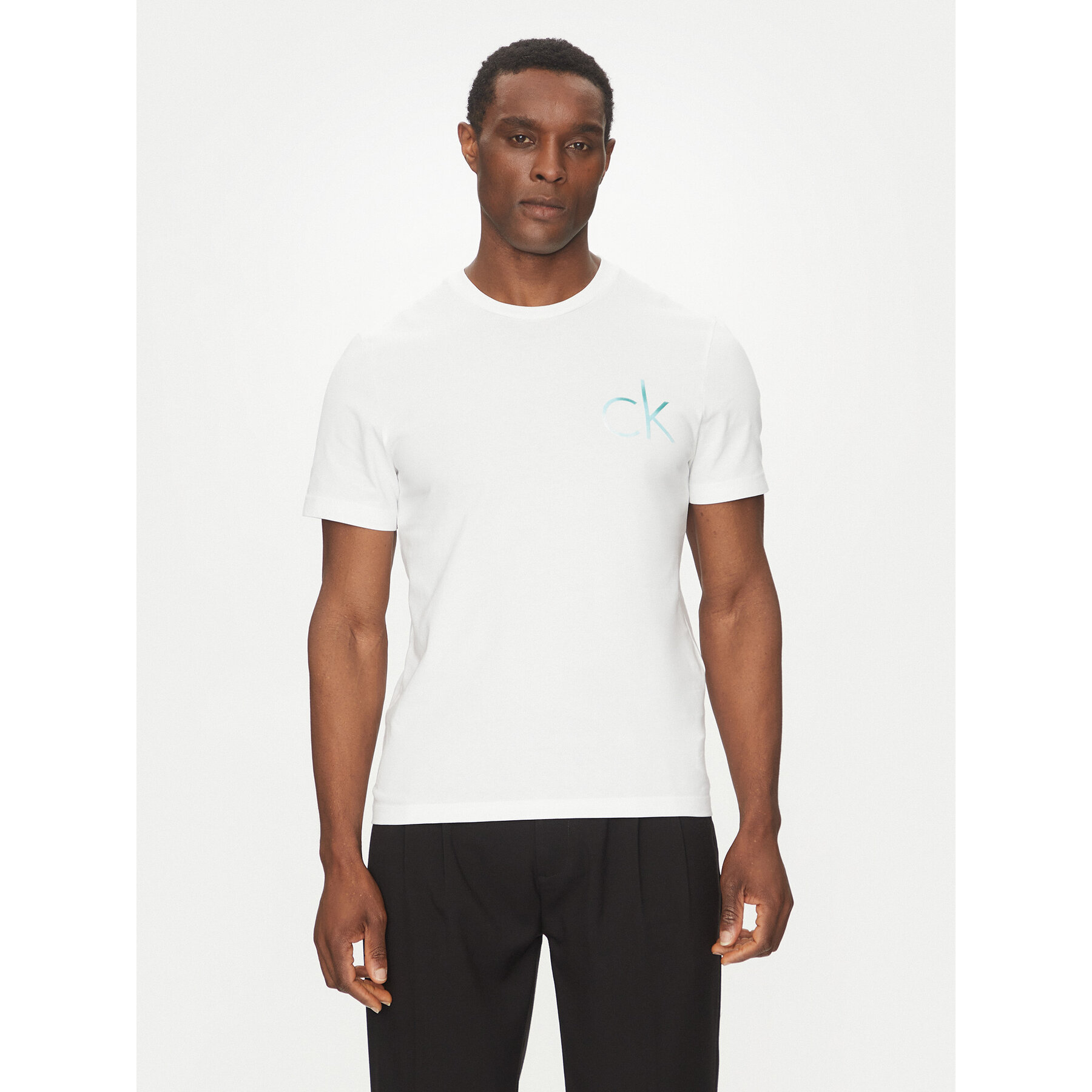 Calvin Klein T-Shirt Chest Logo K10K114146 Biały Regular Fit