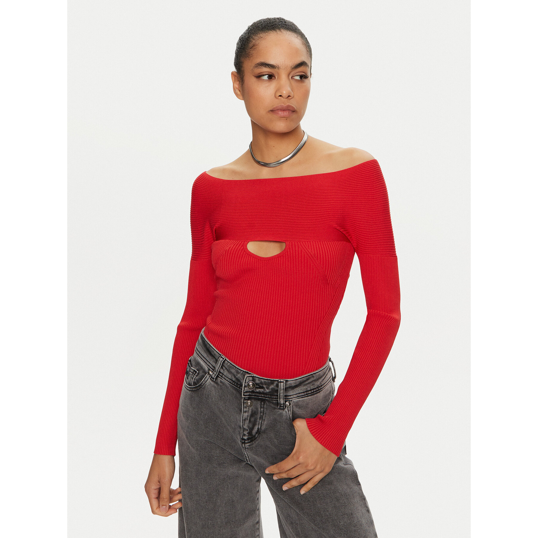 PINKO Sweter Amaranto 102799 A170 Czerwony Slim Fit
