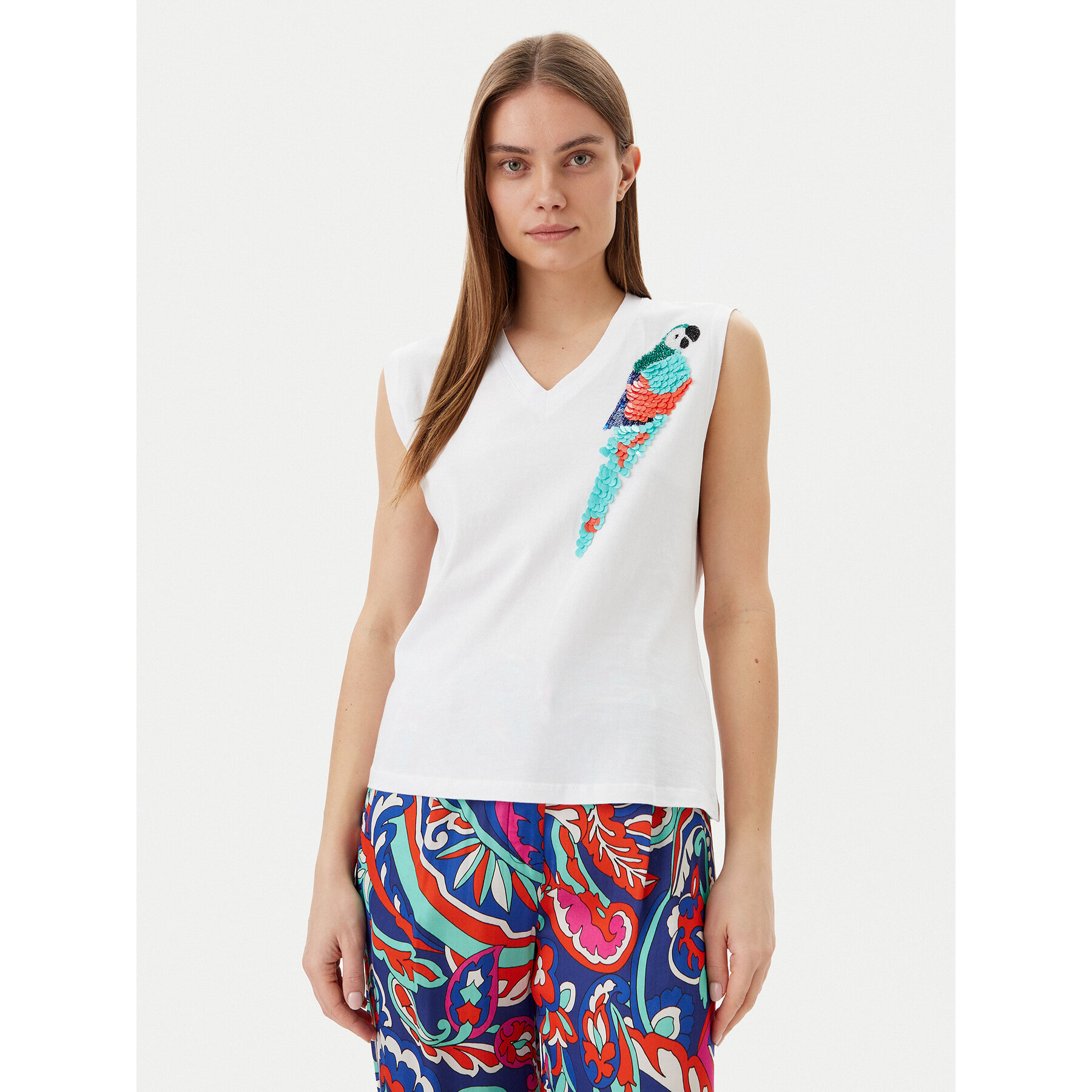 LOLA CASADEMUNT Bluzka MS2515023 Biały Regular Fit