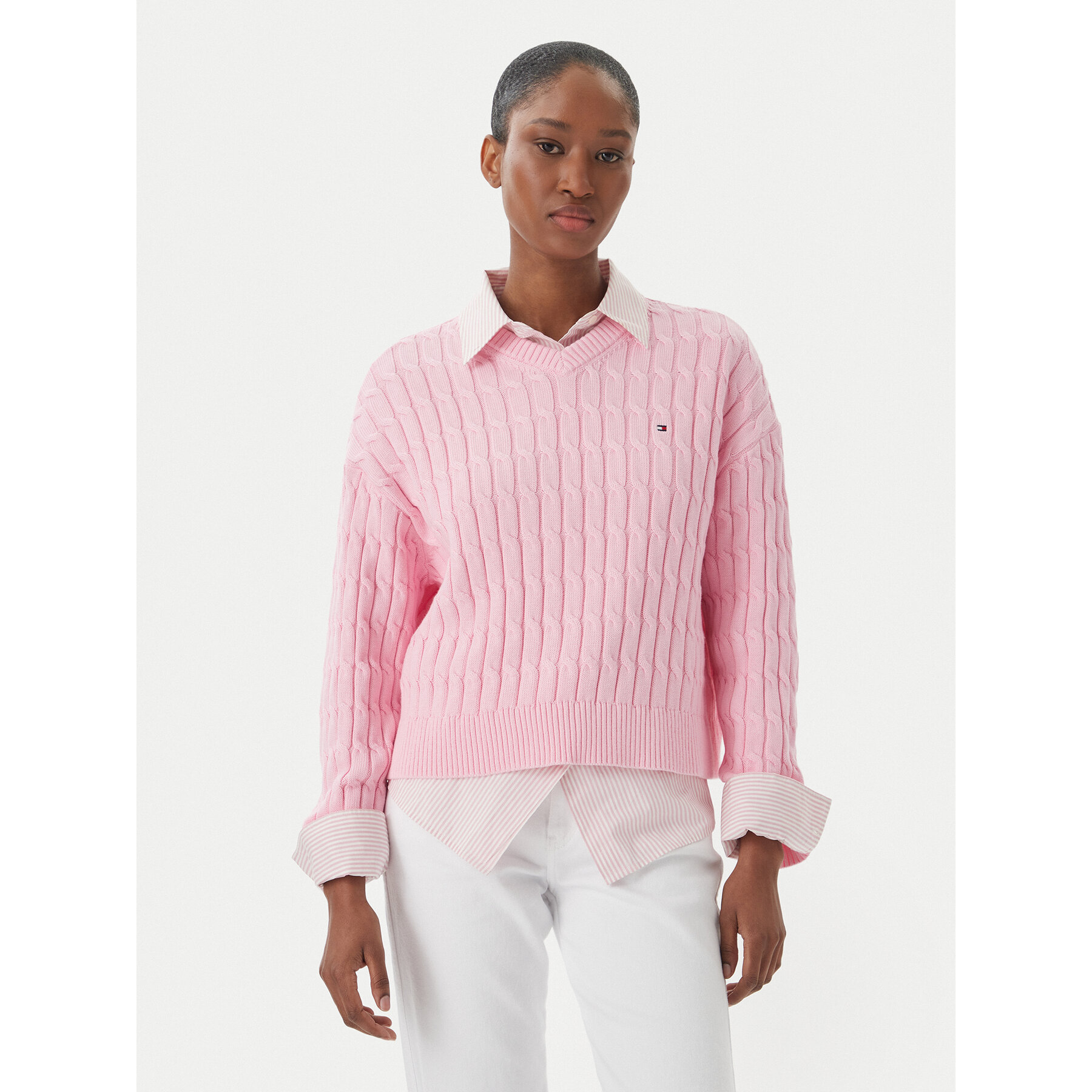 Tommy Hilfiger Sweter WW0WW48433 Różowy jasny Regular Fit
