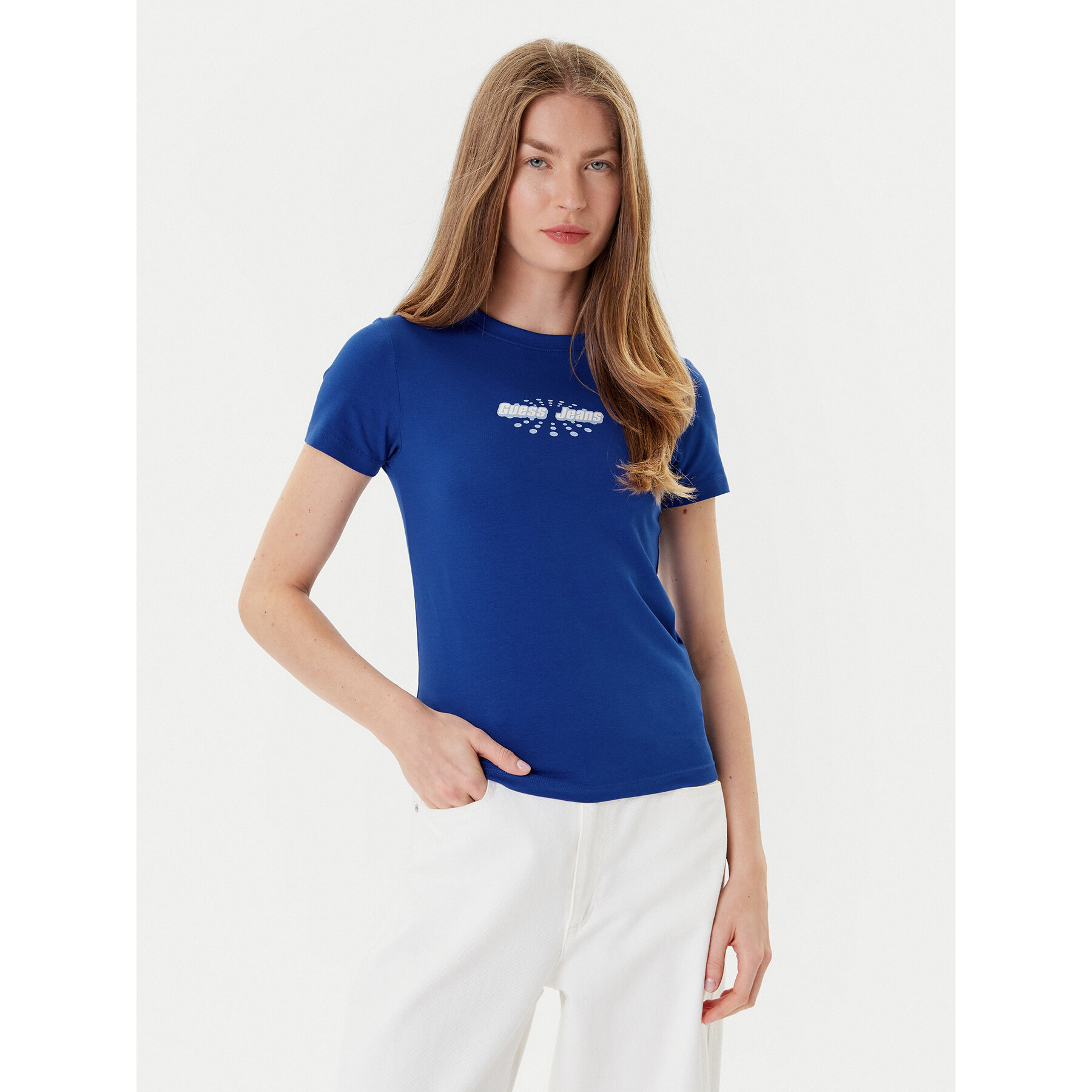 Guess Jeans T-Shirt W5YI04 J1314 Niebieski Slim Fit