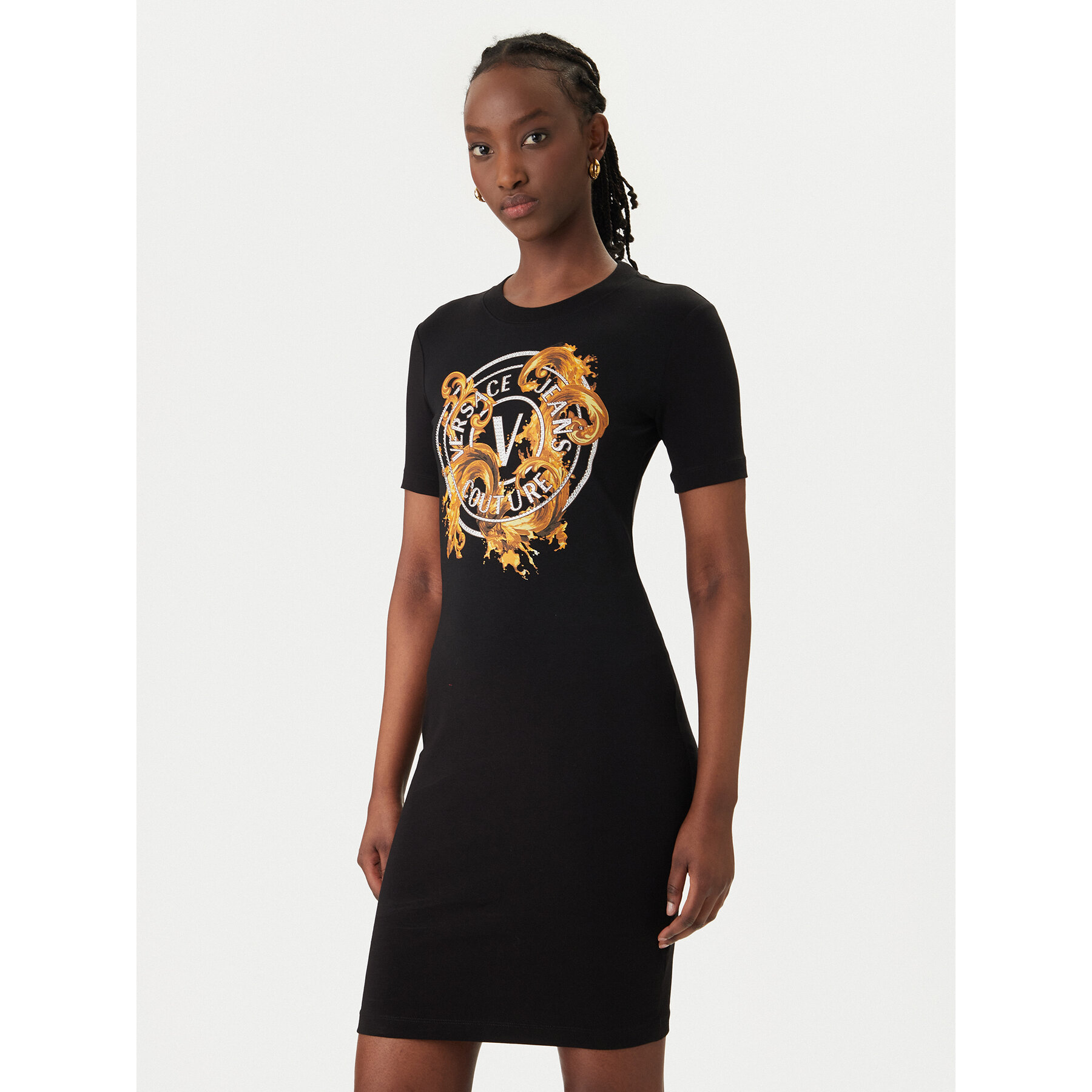 Versace Jeans Couture Sukienka codzienna 80HAOE01 CJ02E Czarny Slim Fit