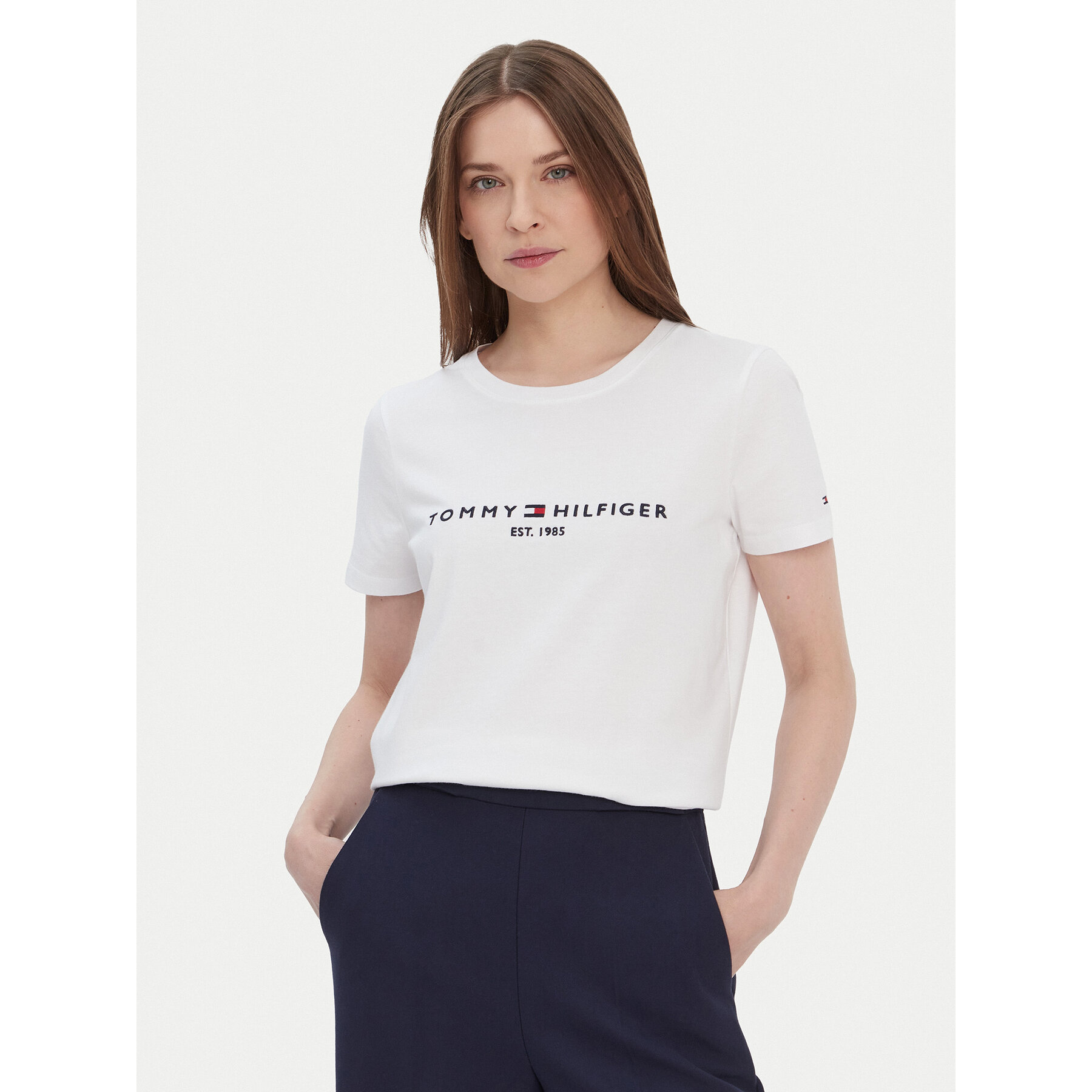 Tommy Hilfiger T-Shirt Heritage C-Nk WW0WW31999 Biały Regular Fit