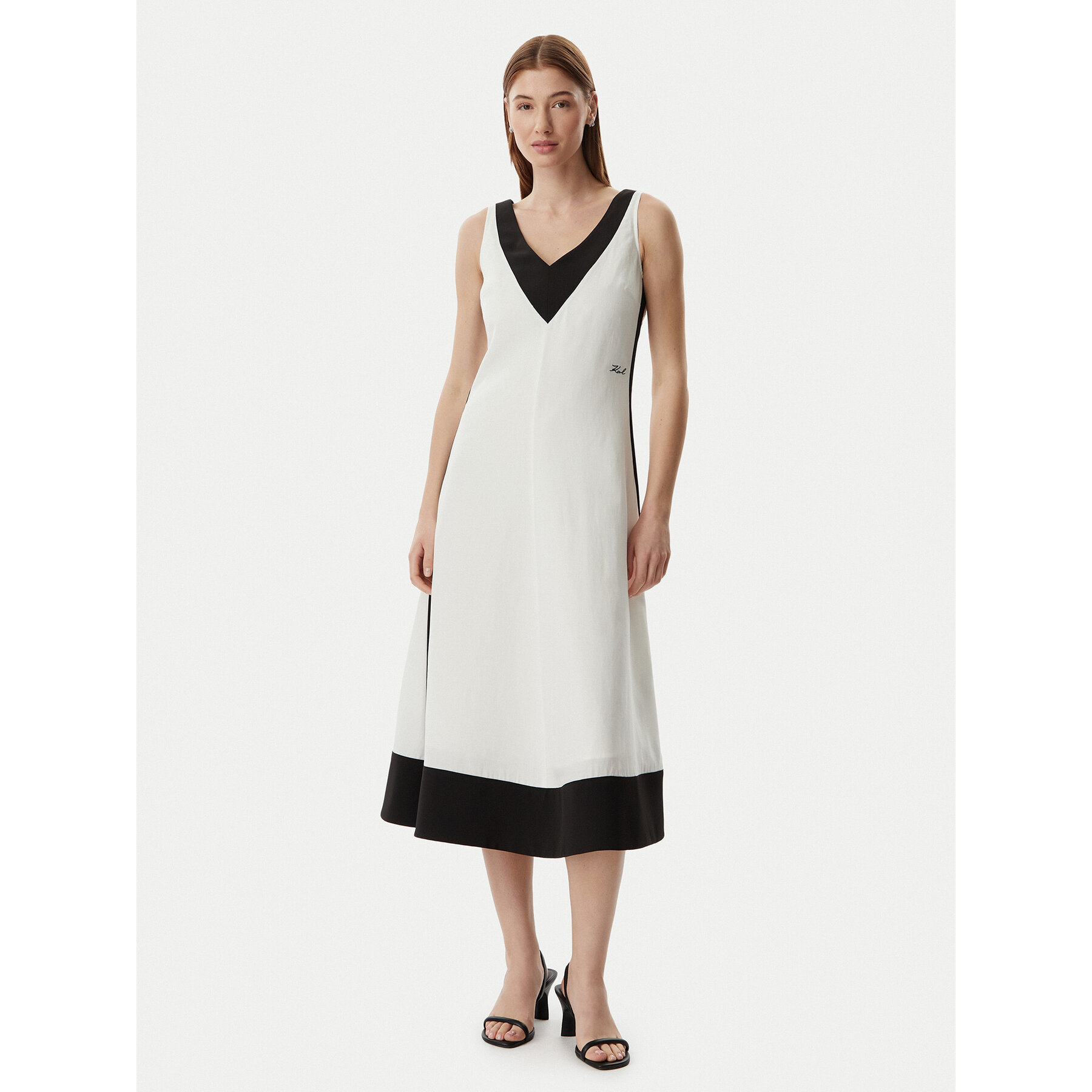 KARL LAGERFELD Sukienka letnia B2W13026 Kremowy Regular Fit