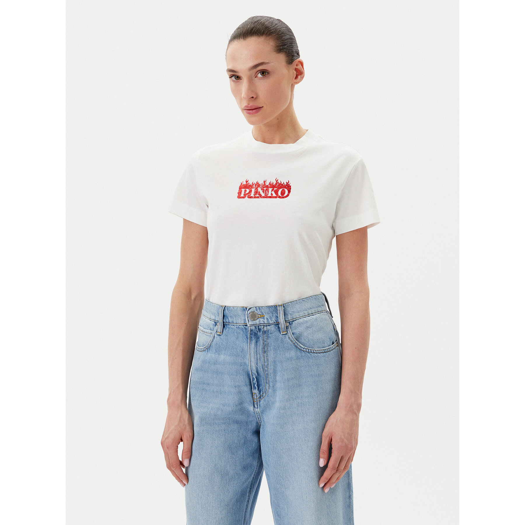PINKO T-Shirt Trapani 105050 A2D6 Biały Regular Fit