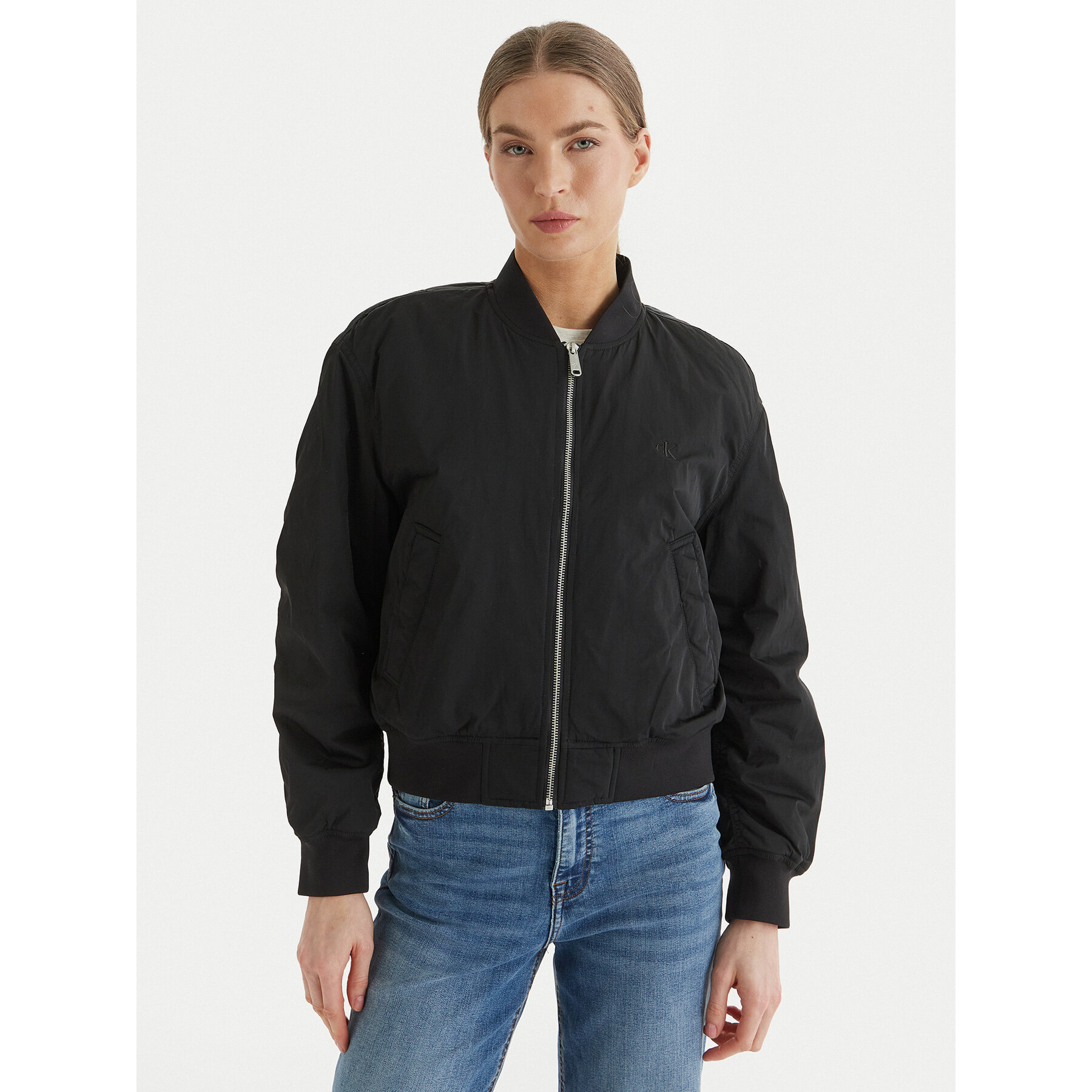 Calvin Klein Jeans Kurtka bomber Essential LV047F505G Czarny Regular Fit