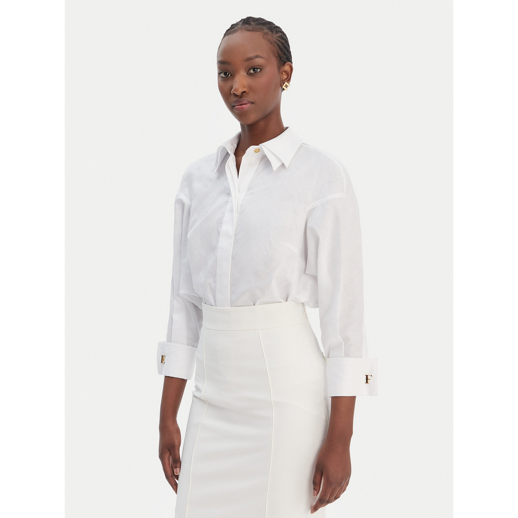 Elisabetta Franchi Koszula CA-141-61E2-V390 Biały Regular Fit