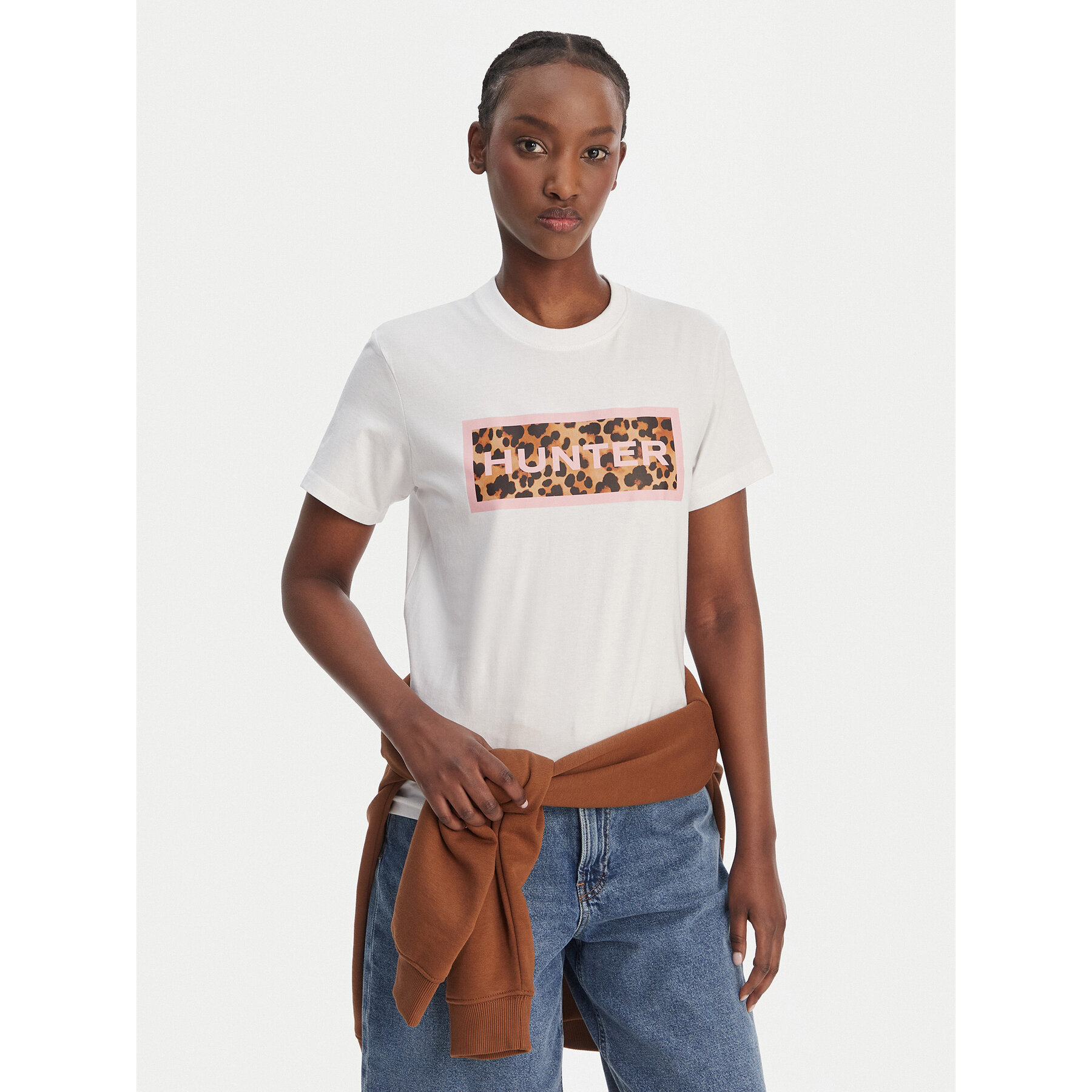 Hunter T-Shirt Essentials HARW0011261 Biały Regular Fit