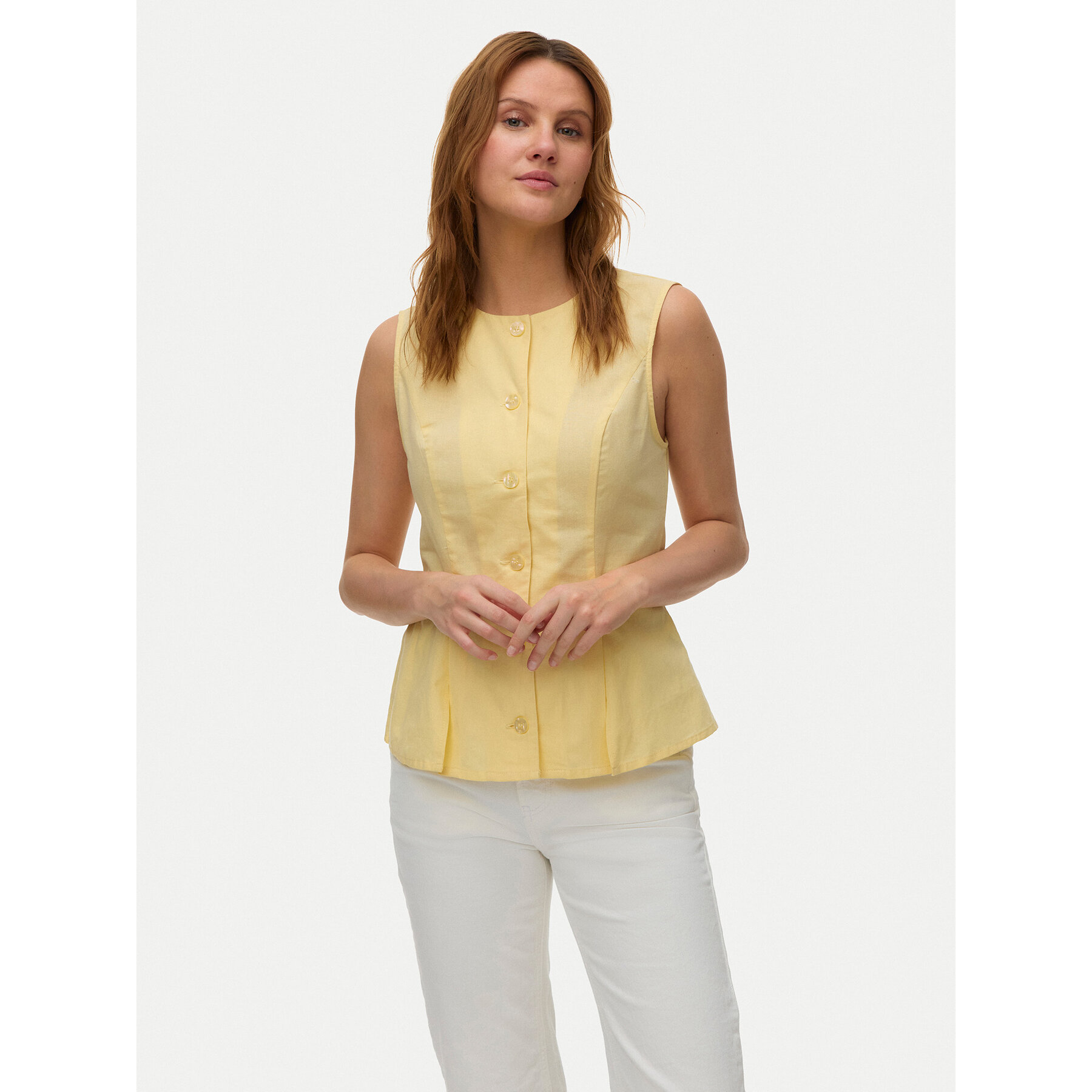 Vero Moda Kamizelka Selma 10345675 Żółty Regular Fit