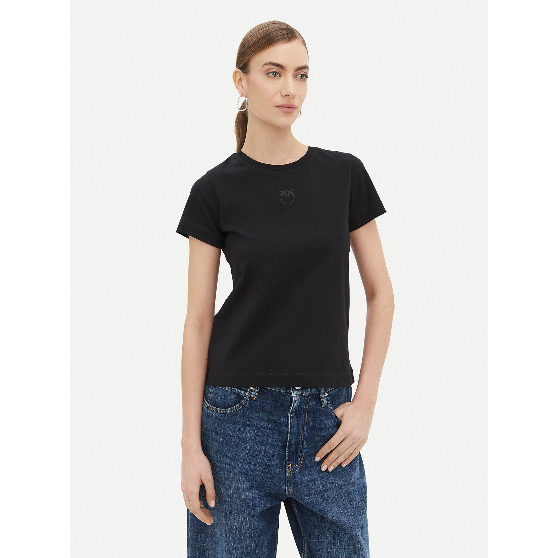 PINKO T-Shirt Bussolotto 100355 Czarny Regular Fit