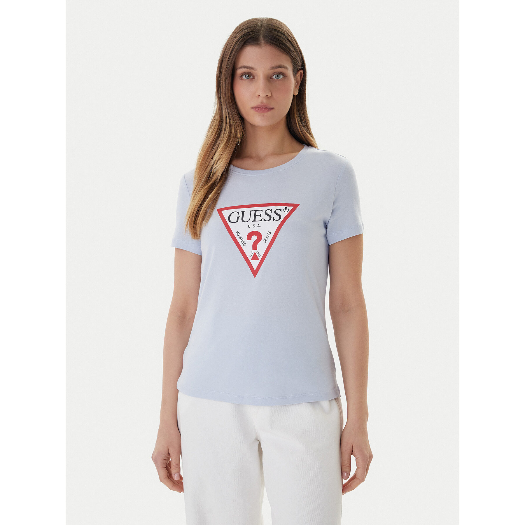 Guess T-Shirt W1YI1B I3Z14 Błękitny Regular Fit