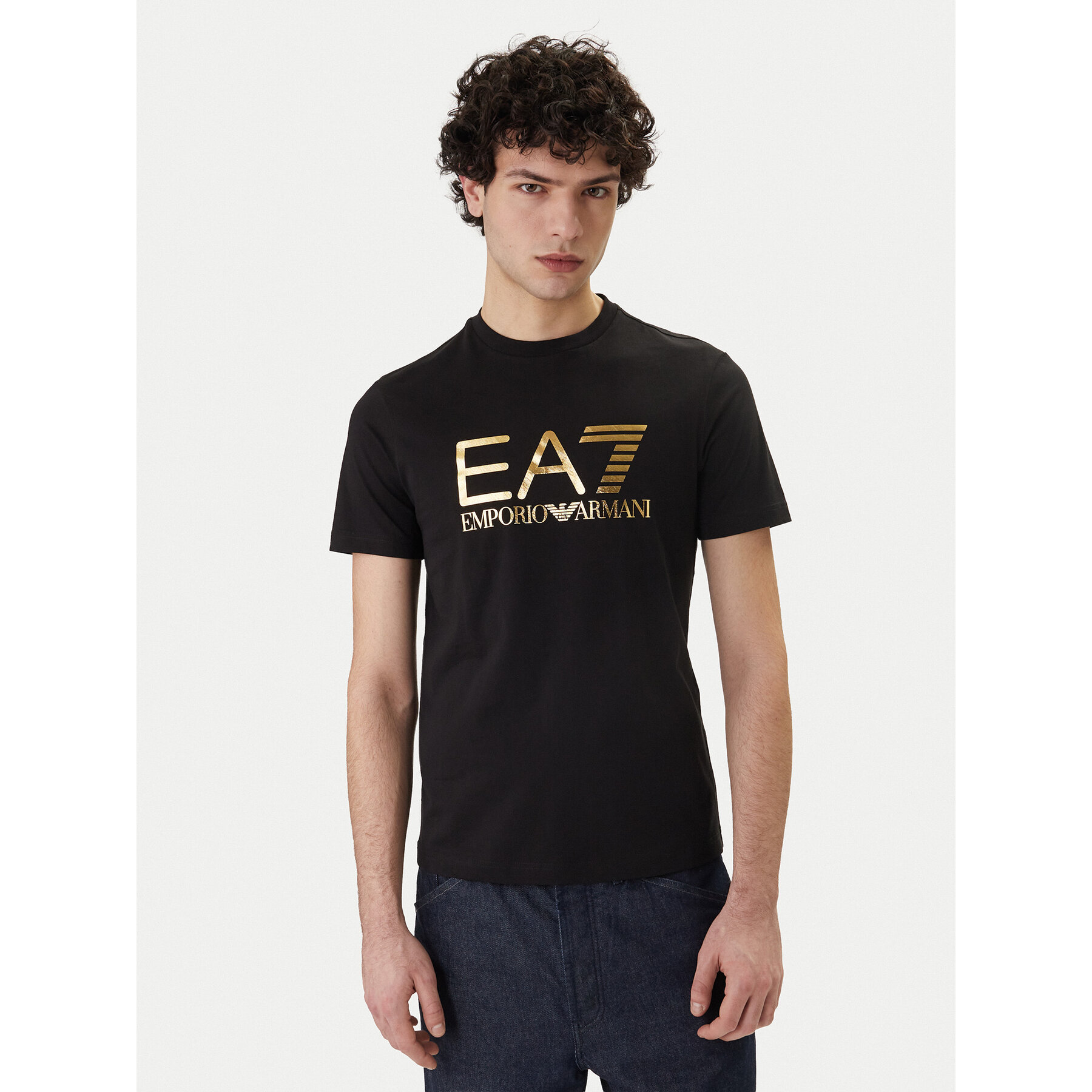 EA7 Emporio Armani T-Shirt 7M001412 AF22264 MC004 Czarny Regular Fit