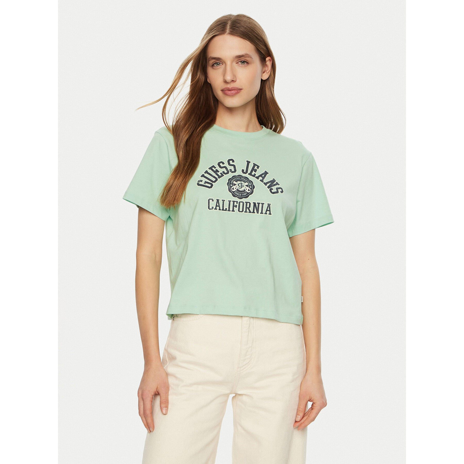 Guess Jeans T-Shirt W5RI43 K8HM0 Zielony Regular Fit