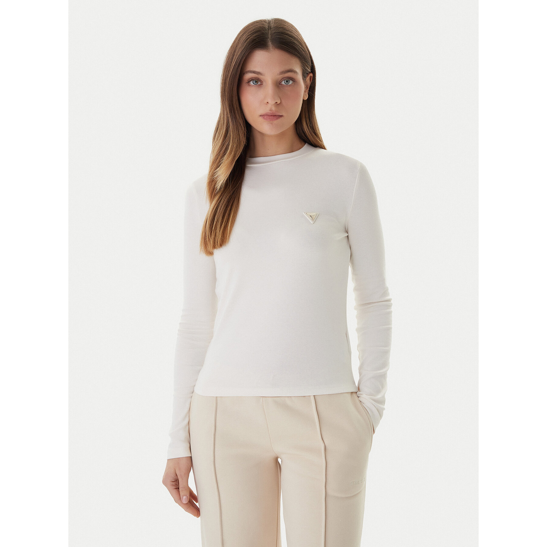 Guess Bluzka V6RI00 KD741 Écru Slim Fit
