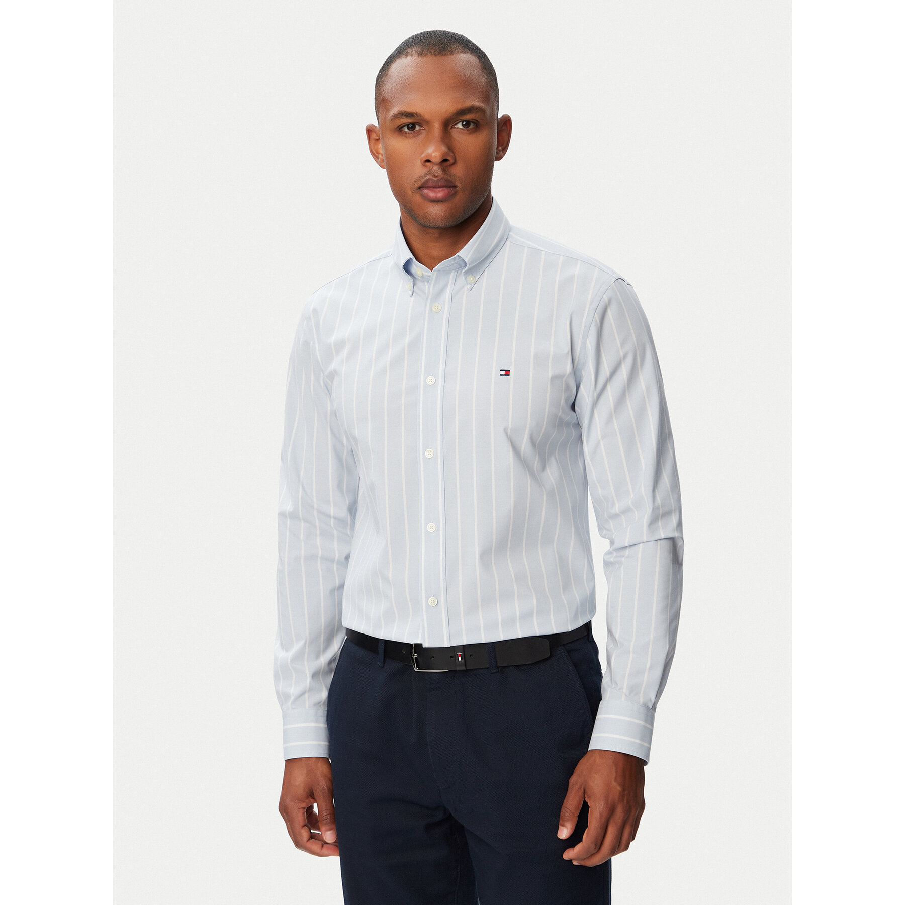 Tommy Hilfiger Koszula Performance MW0MW43430 Niebieski jasny Slim Fit