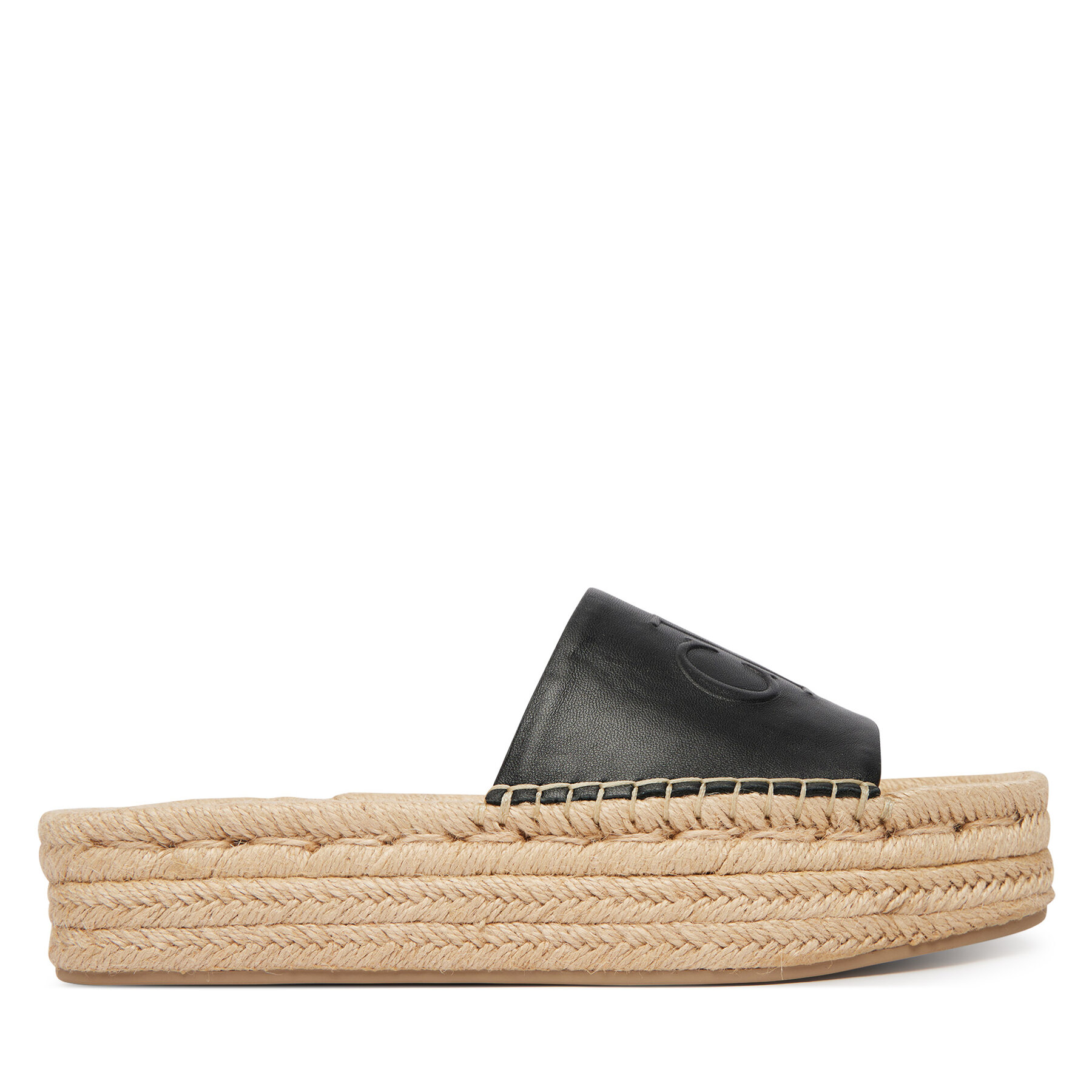 Calvin Klein Espadryle Flatf Espa Mule Lth Mg HW0HW03027 Czarny
