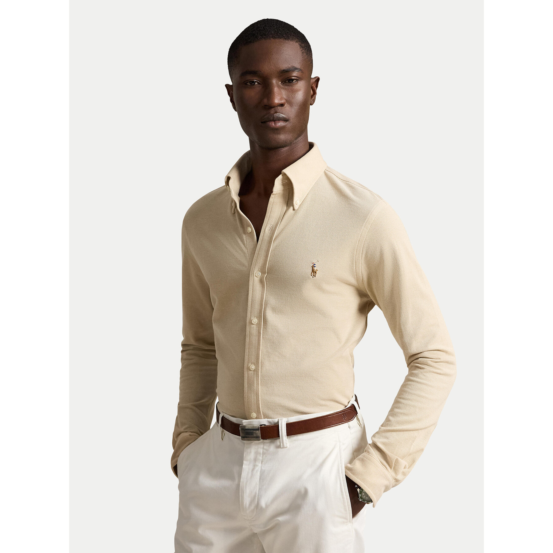 Polo Ralph Lauren Koszula 710P03967502 Beżowy jasny Slim Fit