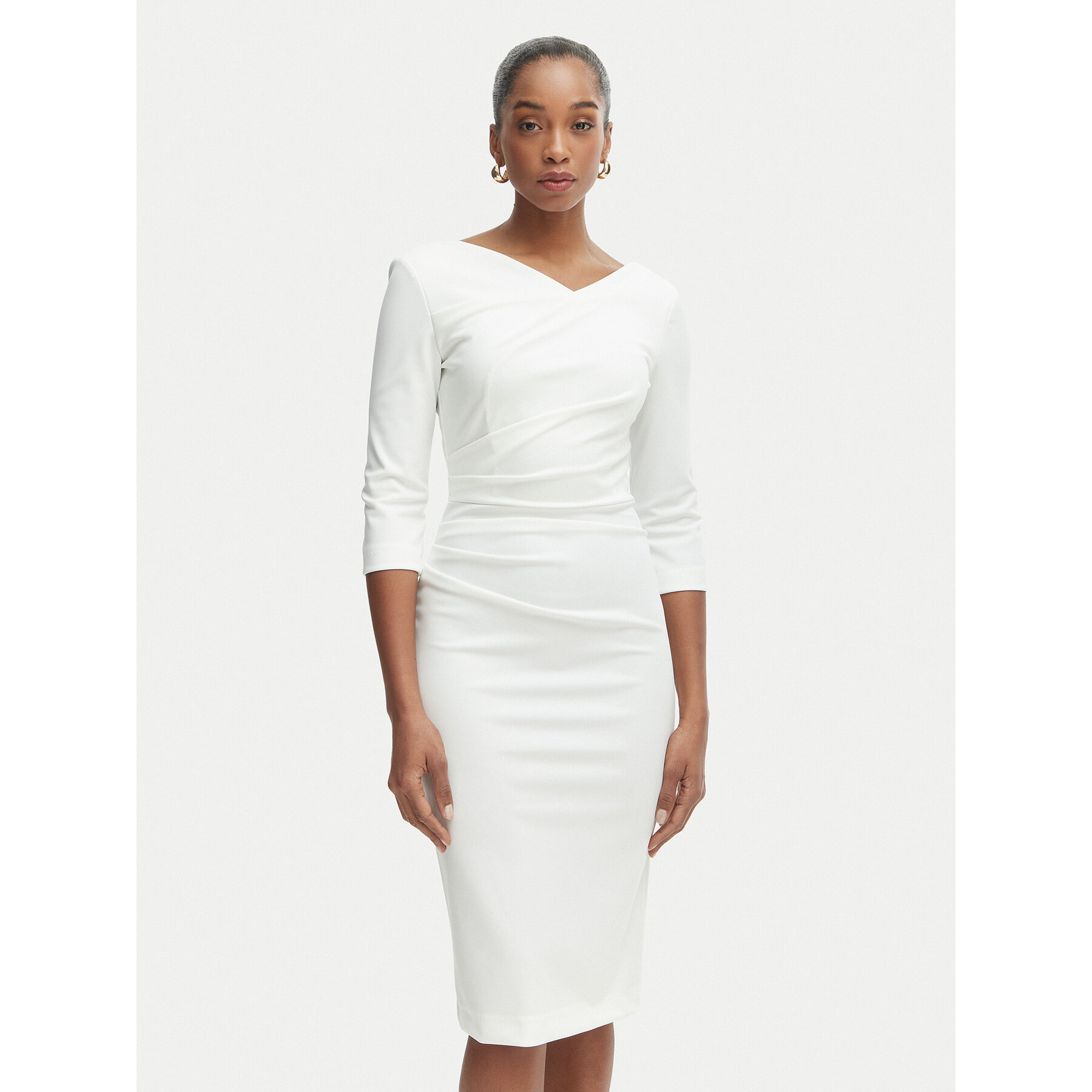 Rinascimento Sukienka koktajlowa CFC0127699003 Biały Slim Fit