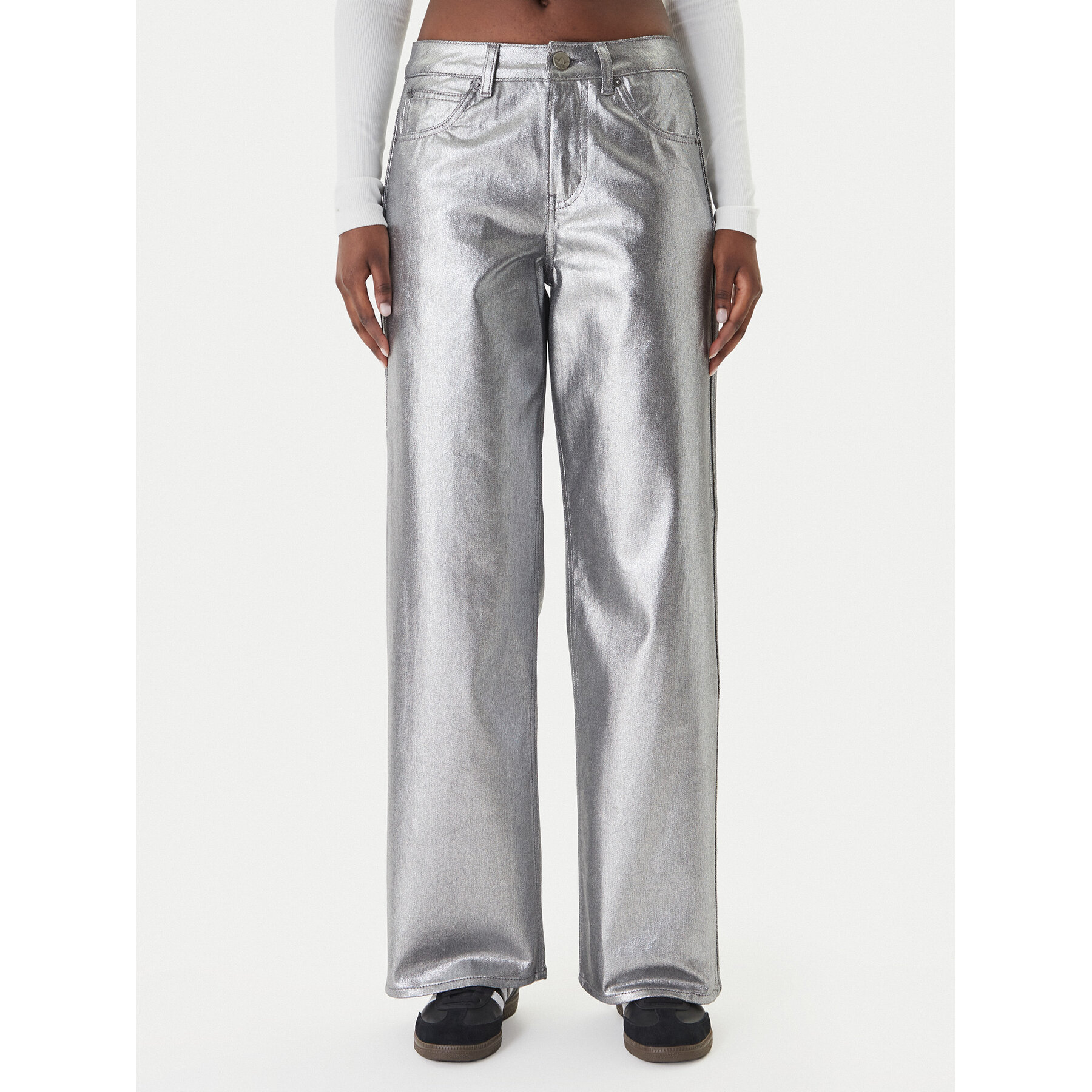 adidas Jeansy Firebird KD2922 Srebrny Loose Fit