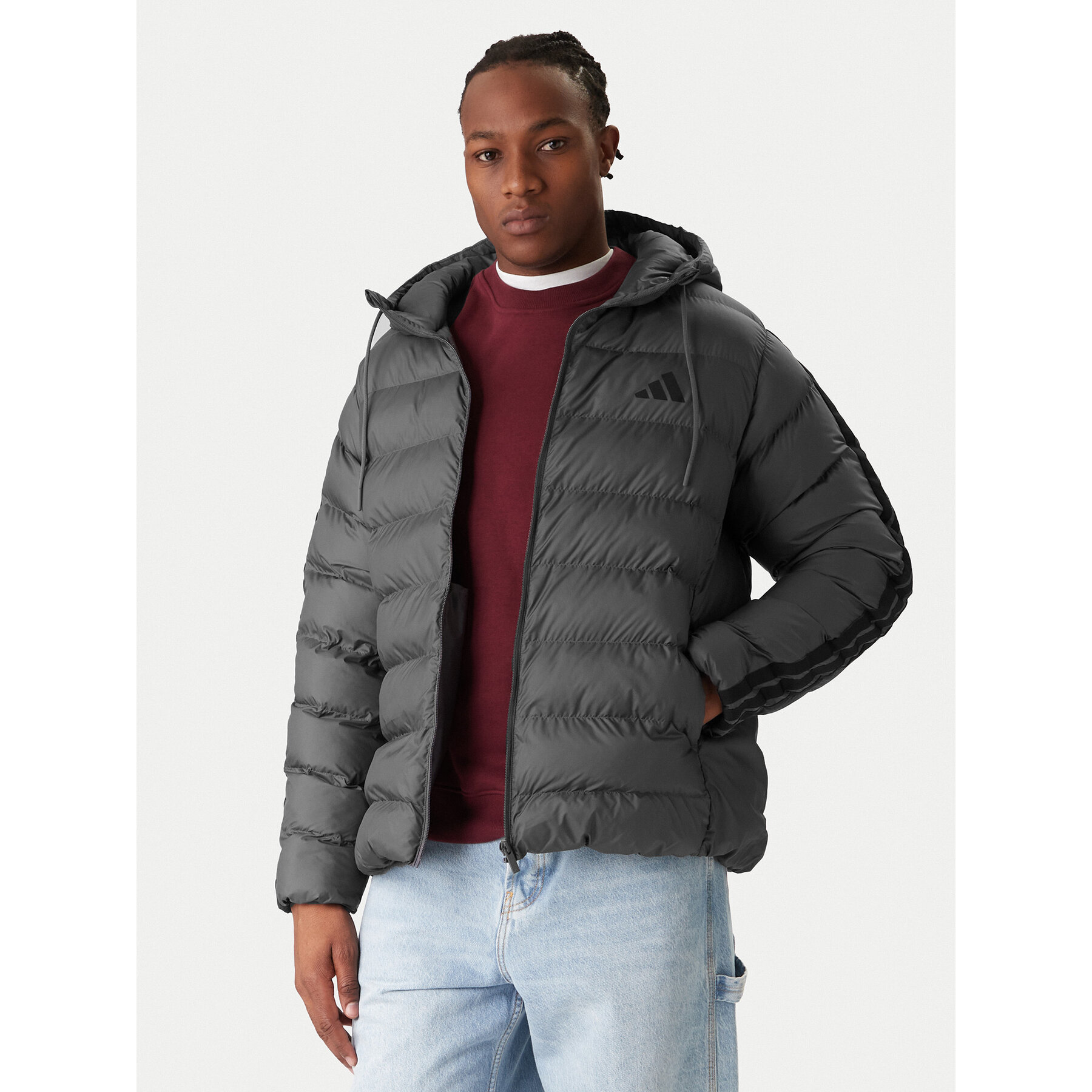 adidas Kurtka zimowa Essentials Climawarm 3-Stripes JX7772 Szary Regular Fit