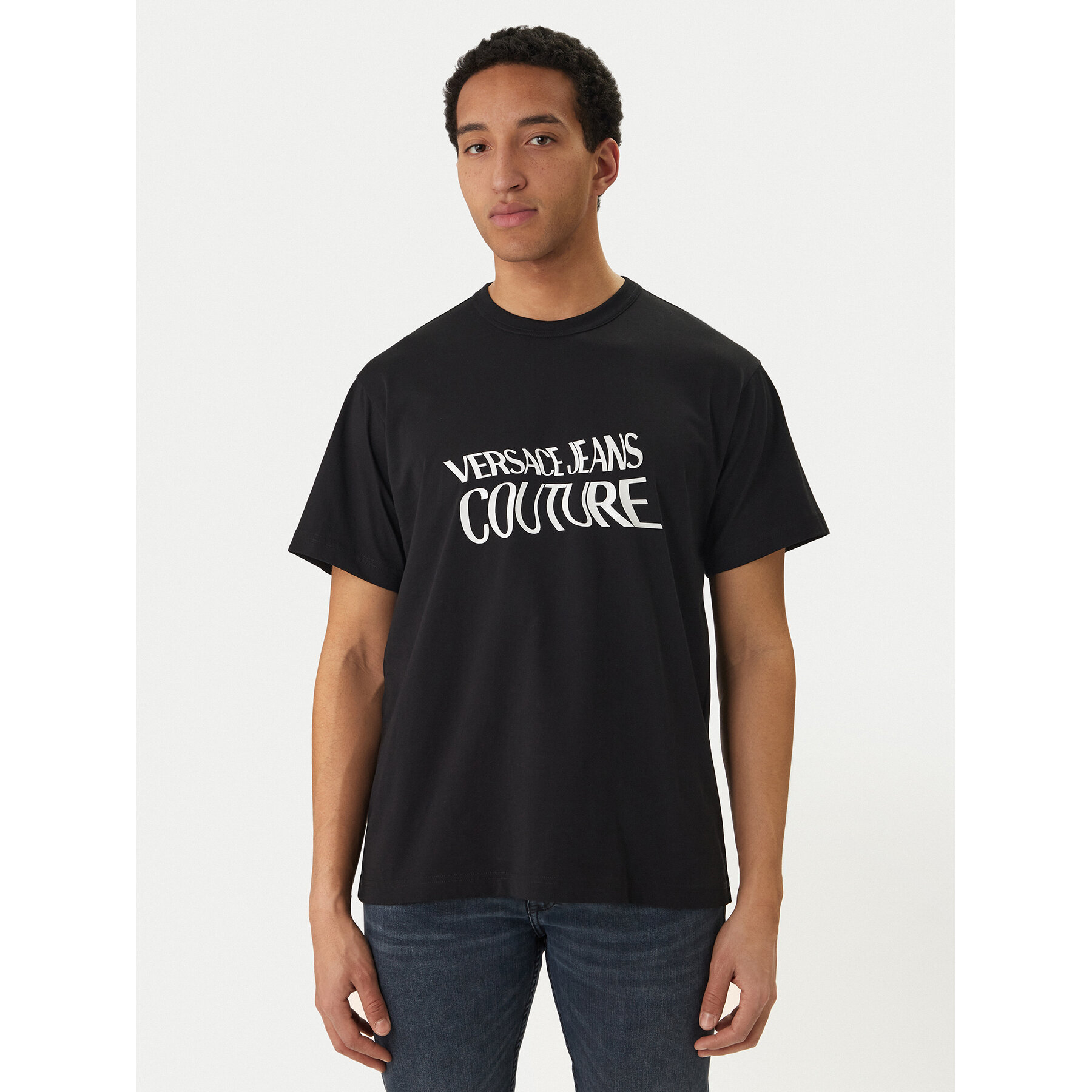 Versace Jeans Couture T-Shirt 80GAHE04 CJ00E Czarny Regular Fit