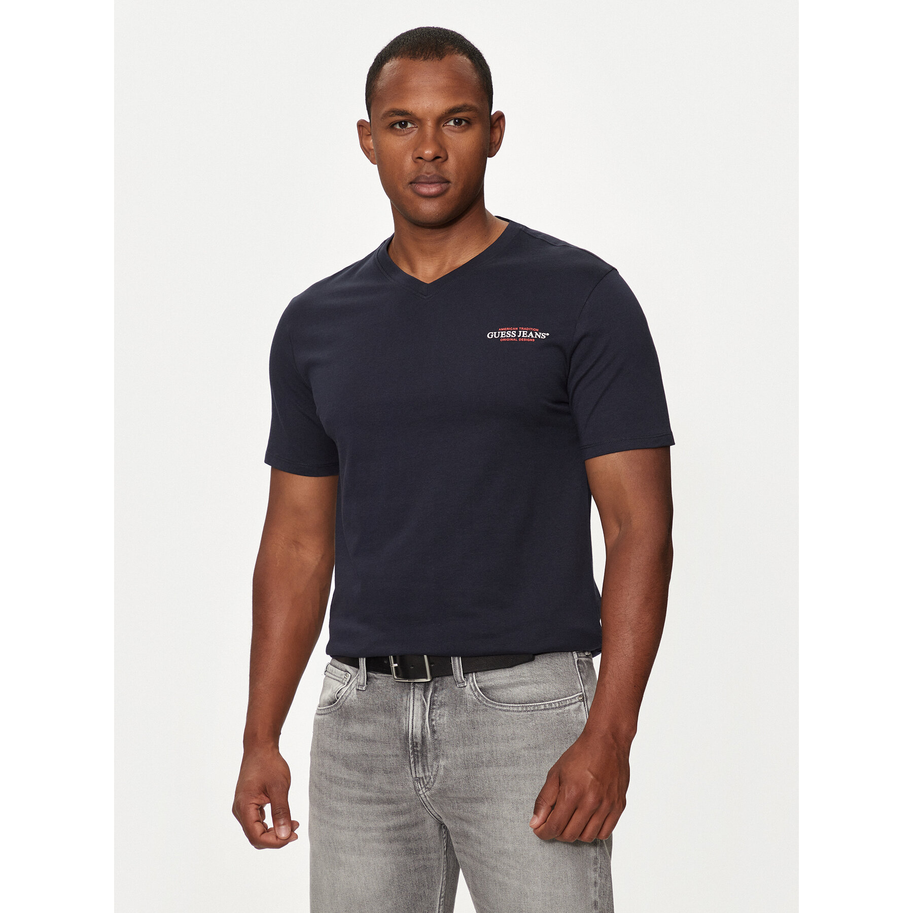 Guess Jeans T-Shirt M4YI50 K8HM0 Granatowy Slim Fit