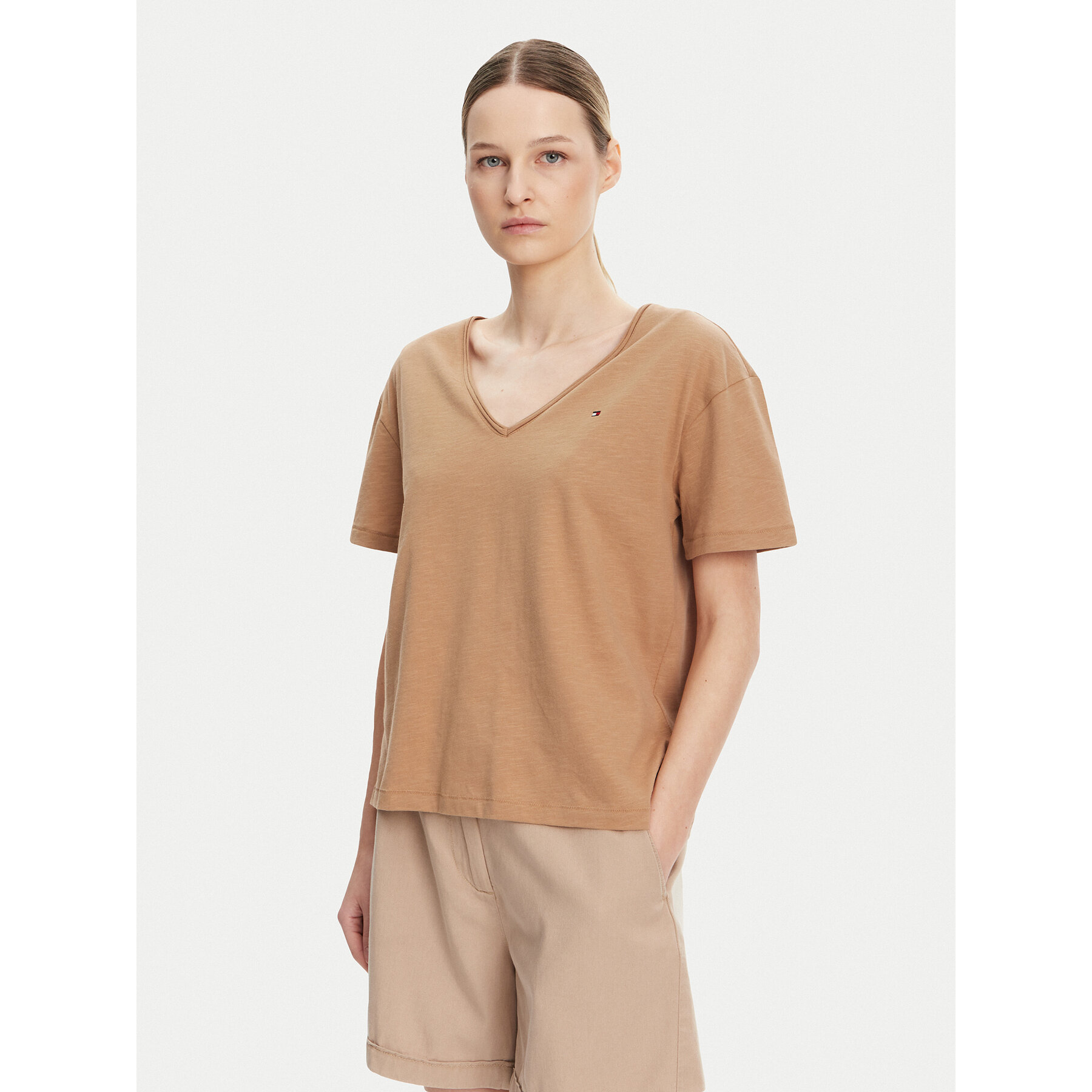 Tommy Hilfiger T-Shirt WW0WW43901 Beżowy Relaxed Fit