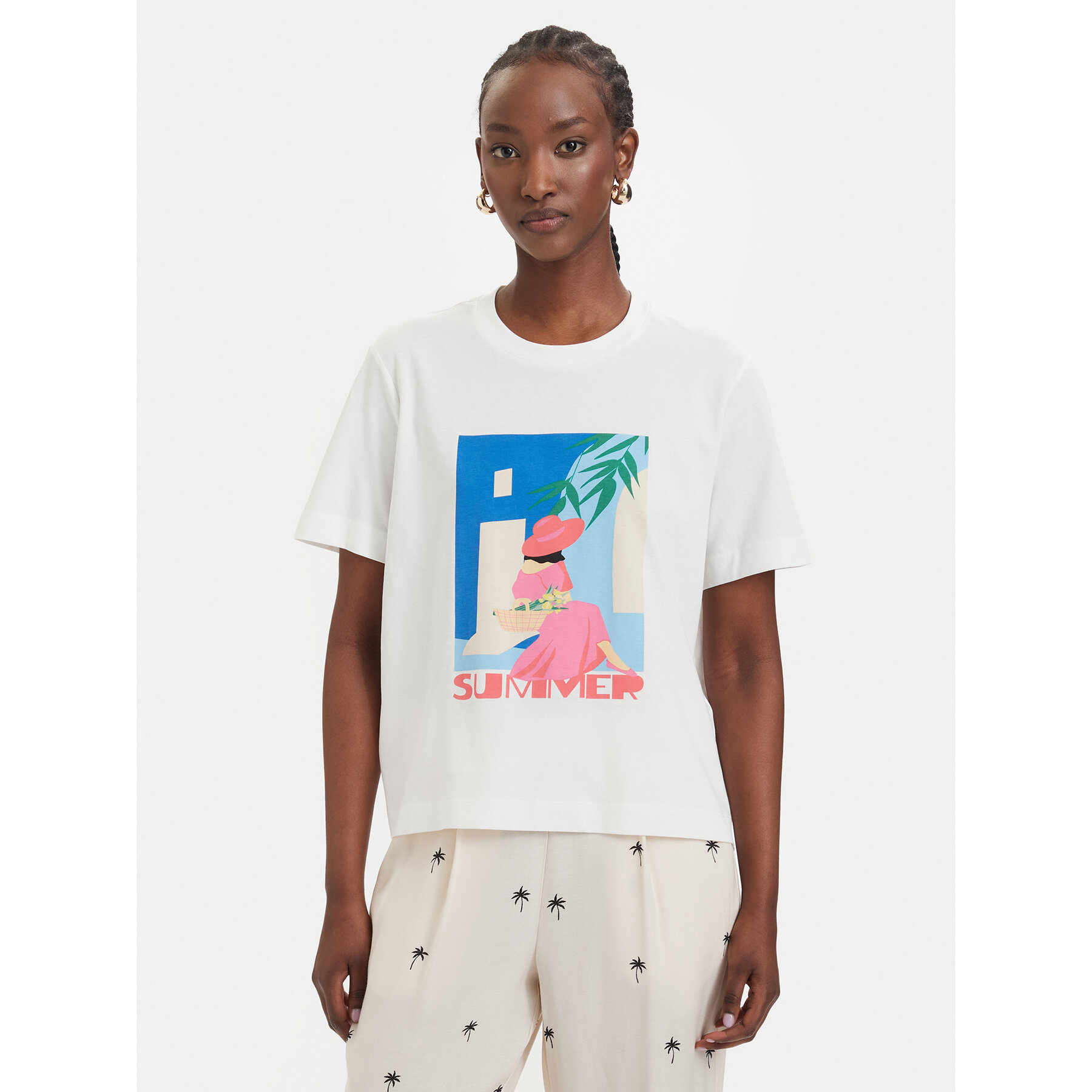 Vero Moda T-Shirt Salli Mette 10344804 Biały Regular Fit