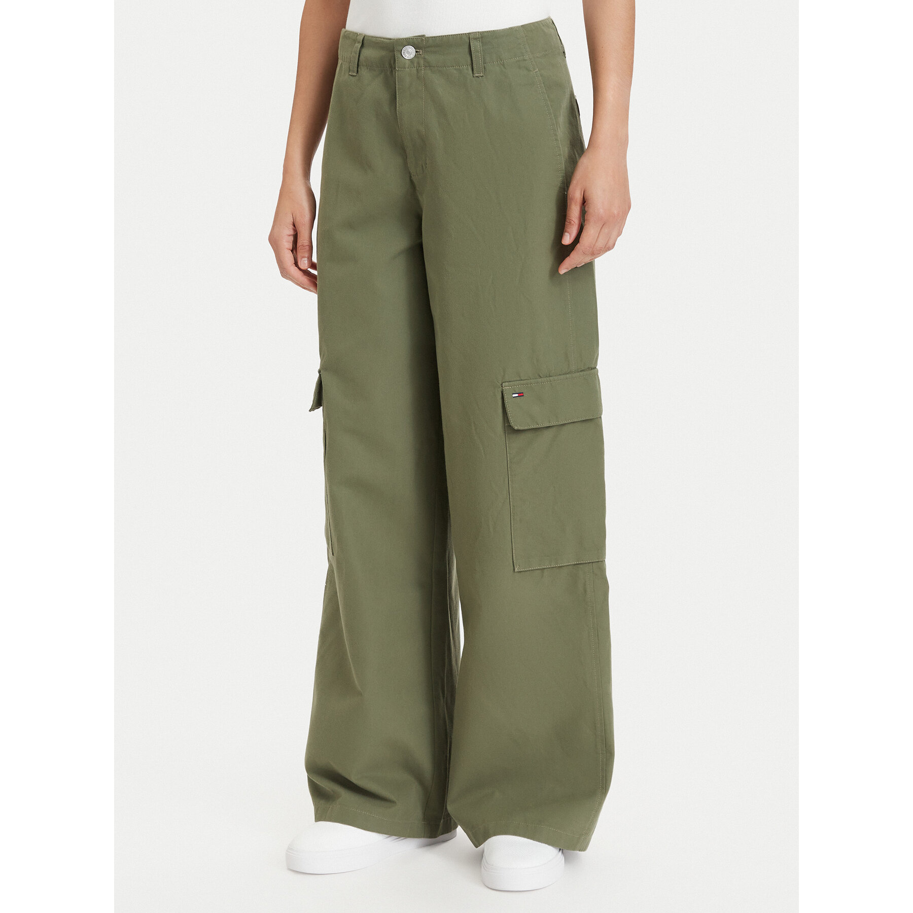 Tommy Jeans Spodnie cargo DW0DW22749 Zielony Wide Leg
