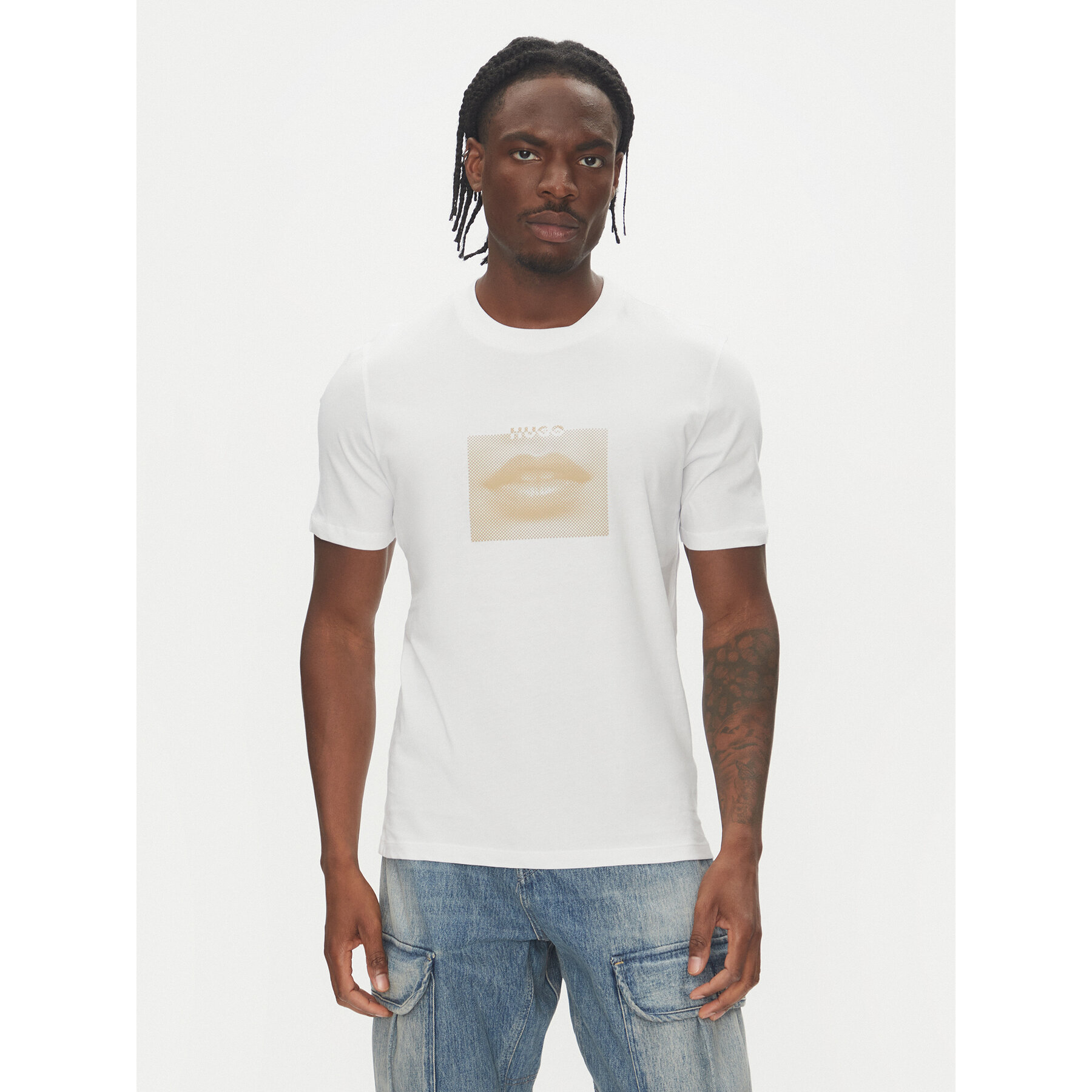 HUGO T-Shirt Deterni 50544496 Biały Regular Fit